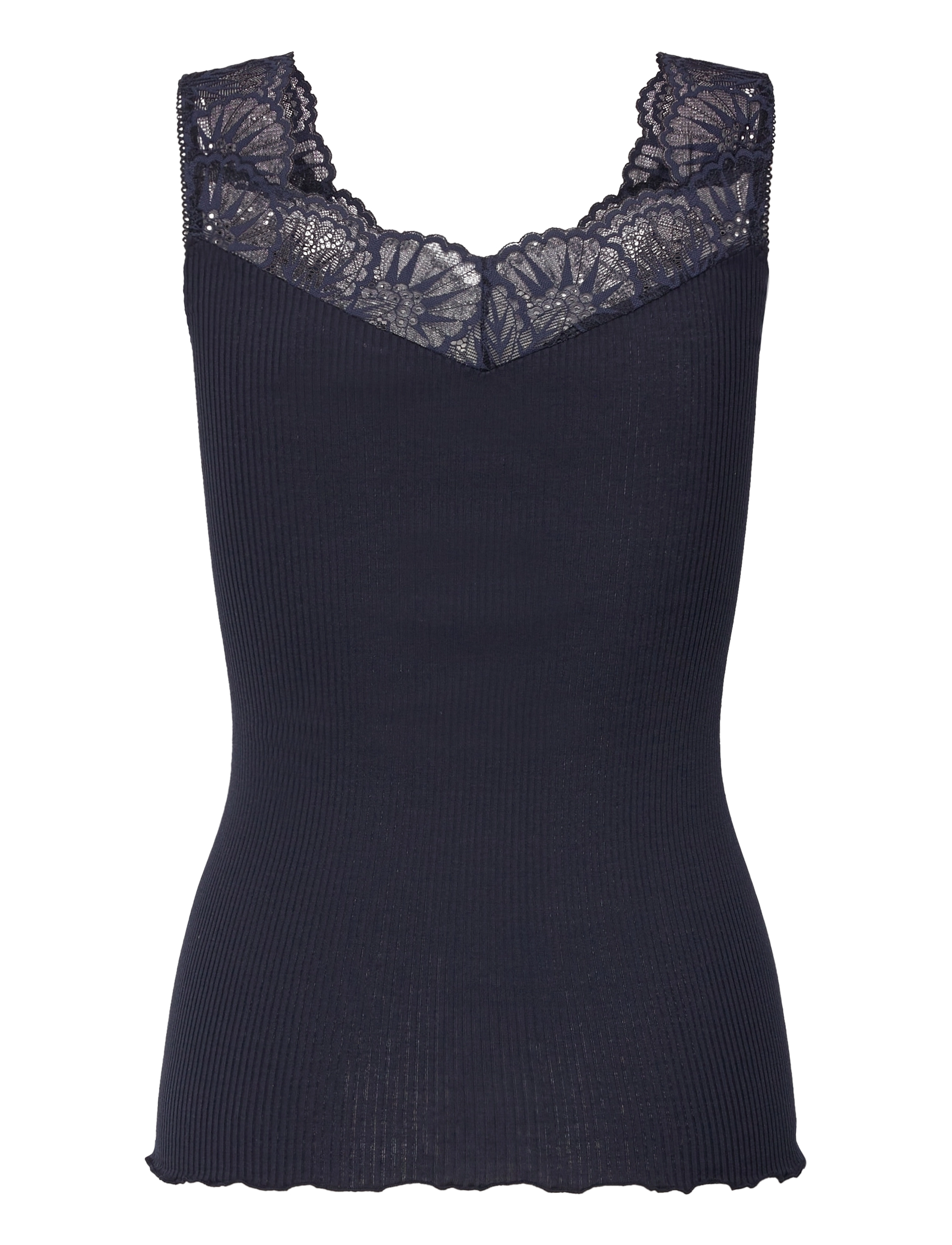Rosemunde - RWBeatha Silk SL Lace Top - Ærmeløse toppe - navy - 1