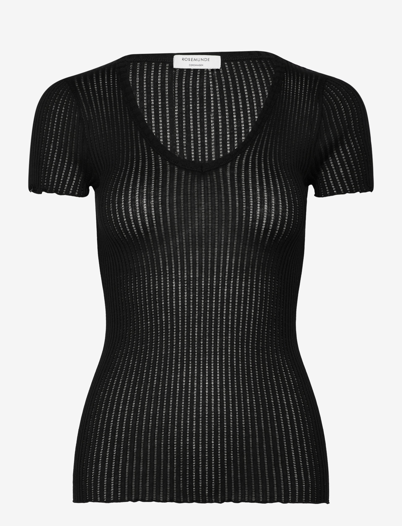 Rosemunde - RWBelize SS V-Neck T-shirt - t-shirts - black - 1