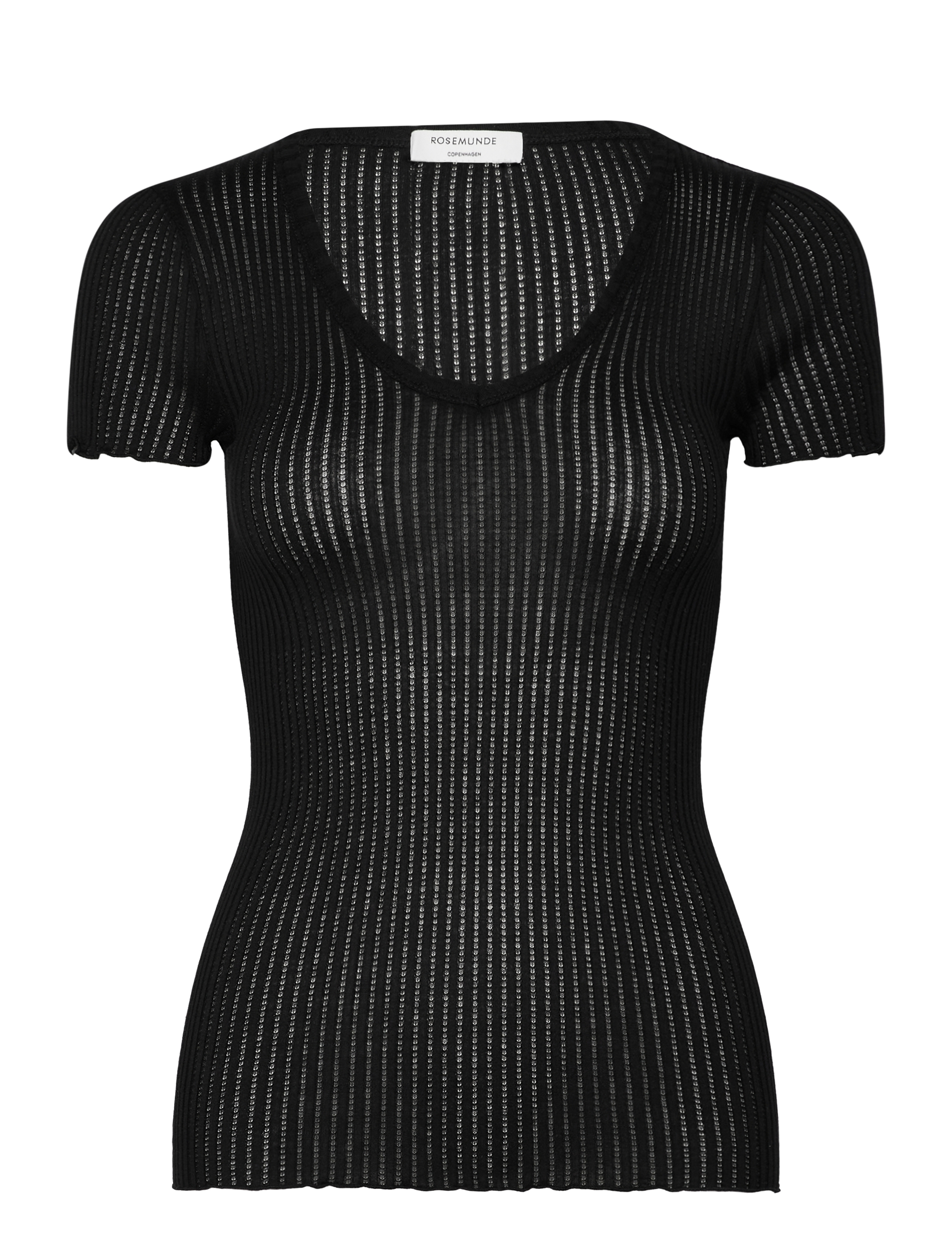 Rosemunde RWBelize SS V-Neck T-shirt - Kampagne - BLACK / black