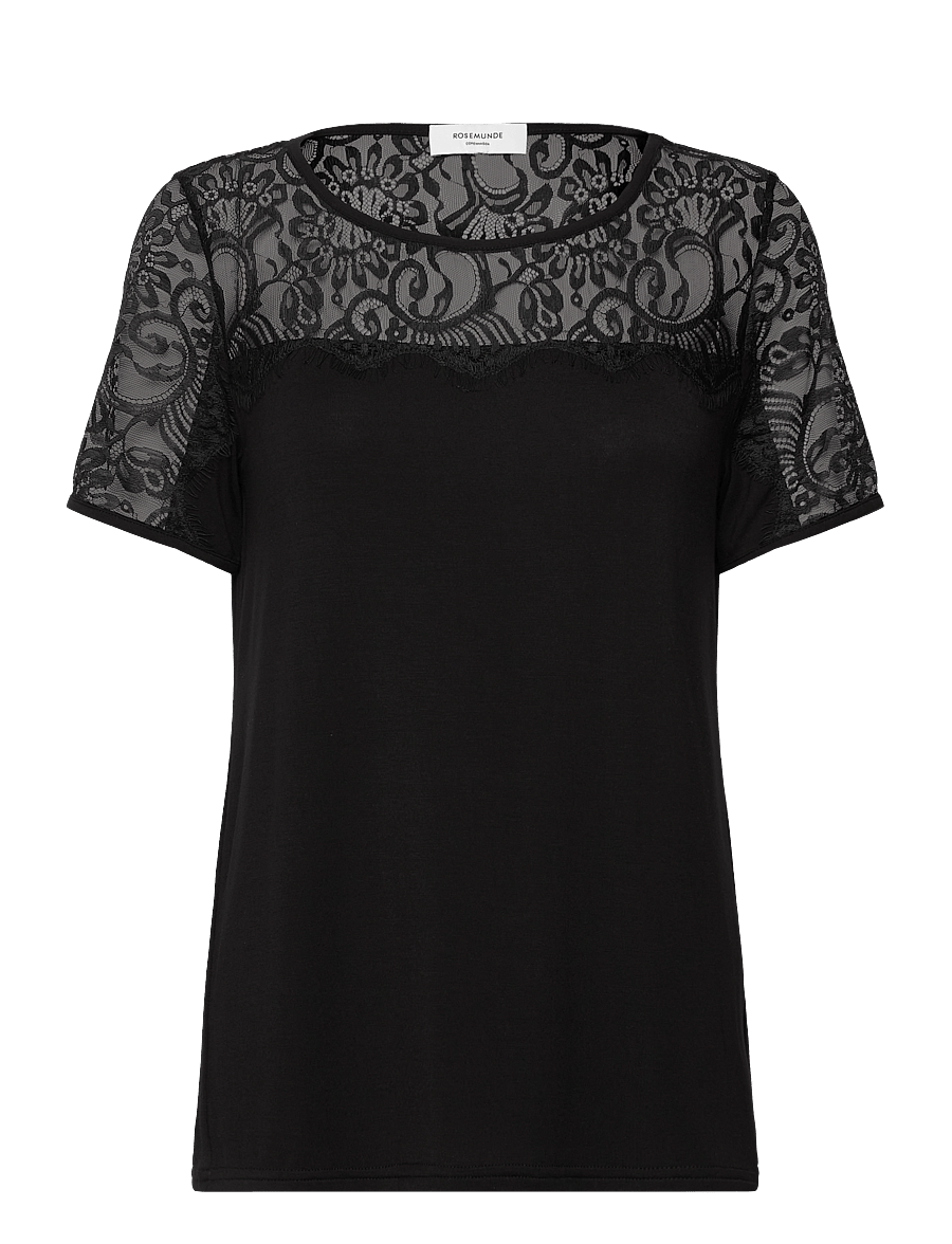 Rosemunde - RWBiarritz Lace SS T-shirt - t-shirts - black - 1