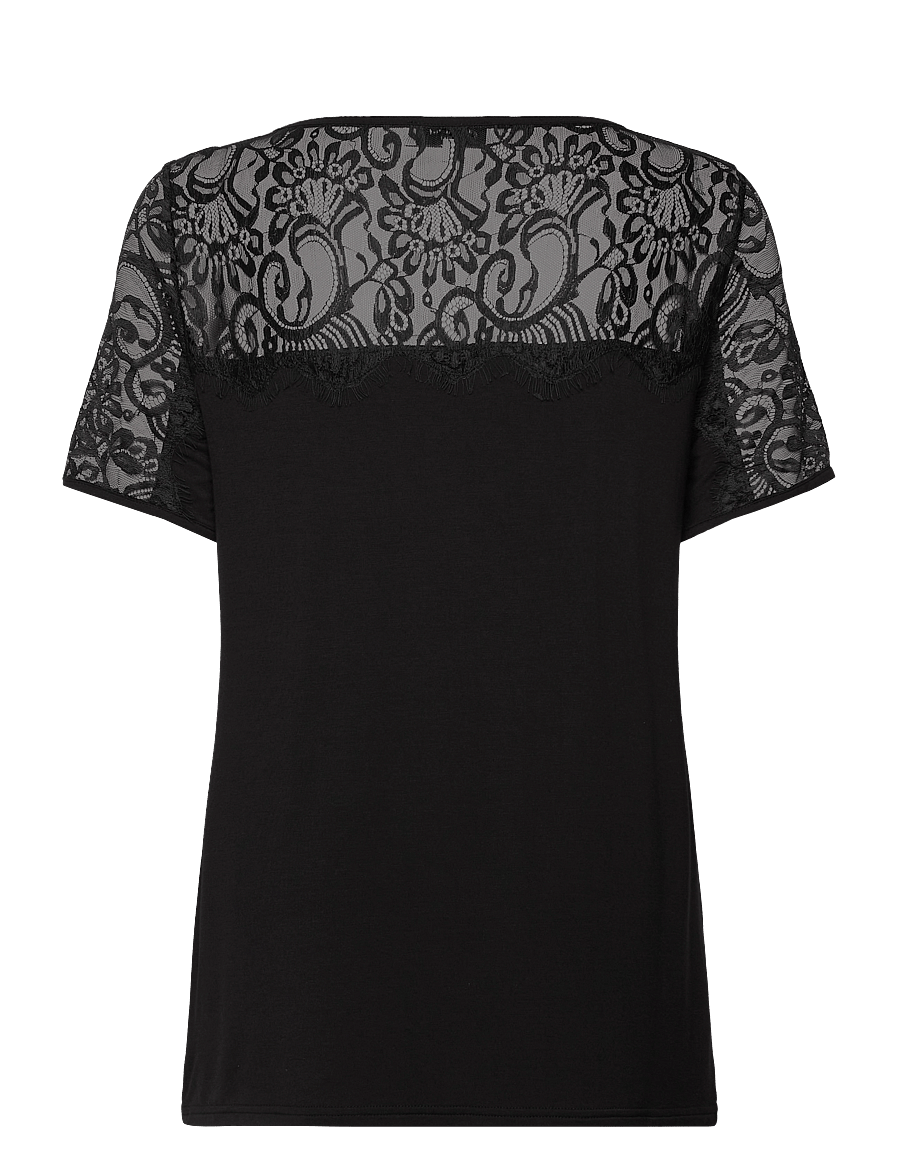Rosemunde - RWBiarritz Lace SS T-shirt - t-shirts - black - 2