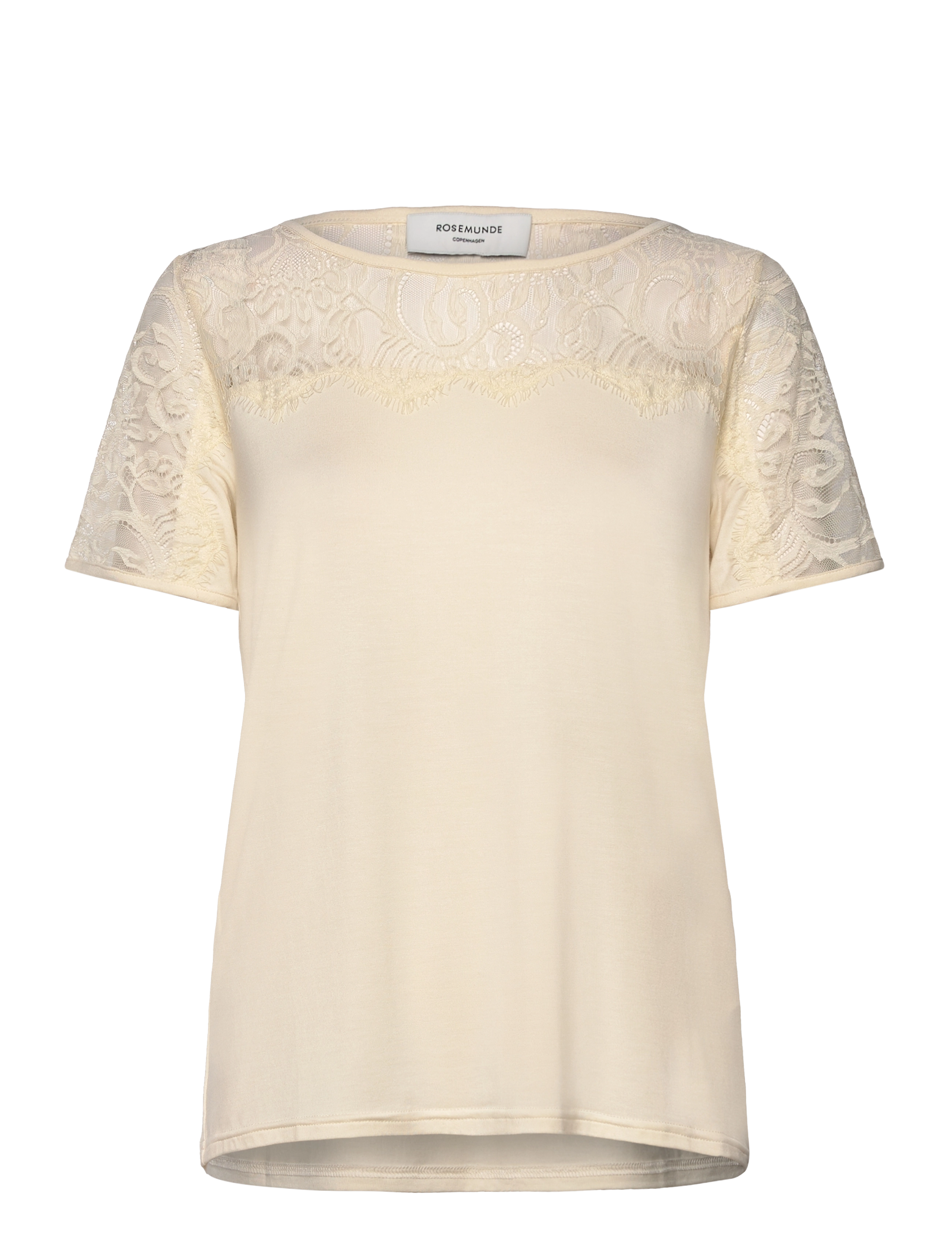 Rosemunde RWBiarritz Lace SS T-shirt - Tøj - IVORY / yellow