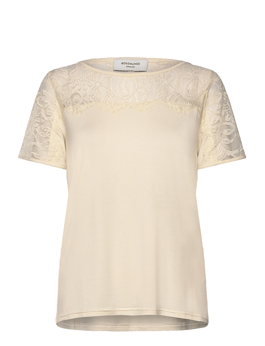 Rosemunde - RWBiarritz Lace SS T-shirt - t-shirts - ivory - 0