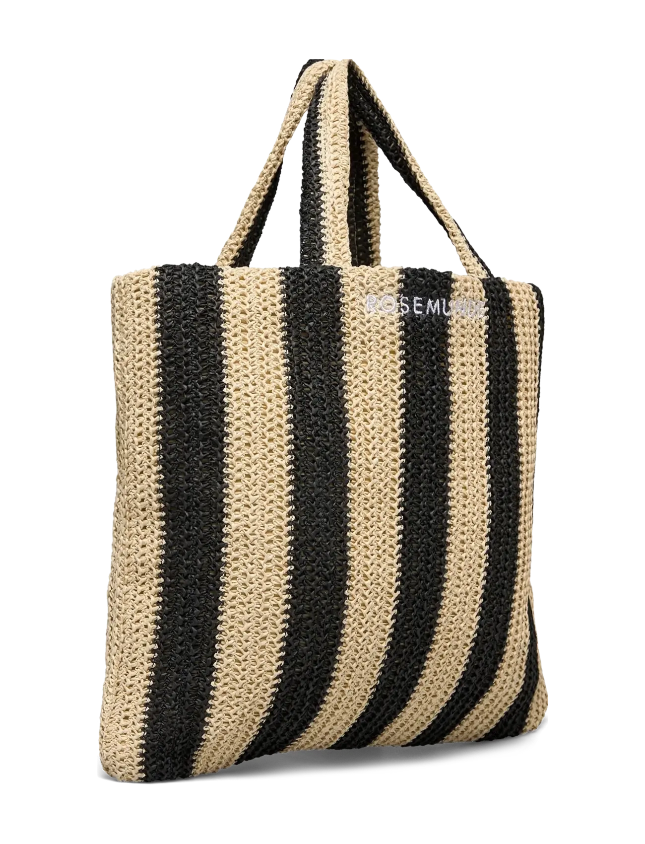 Rosemunde - RBAlva Medium handbag - strandtasker - solid nature w/black stripe - 3