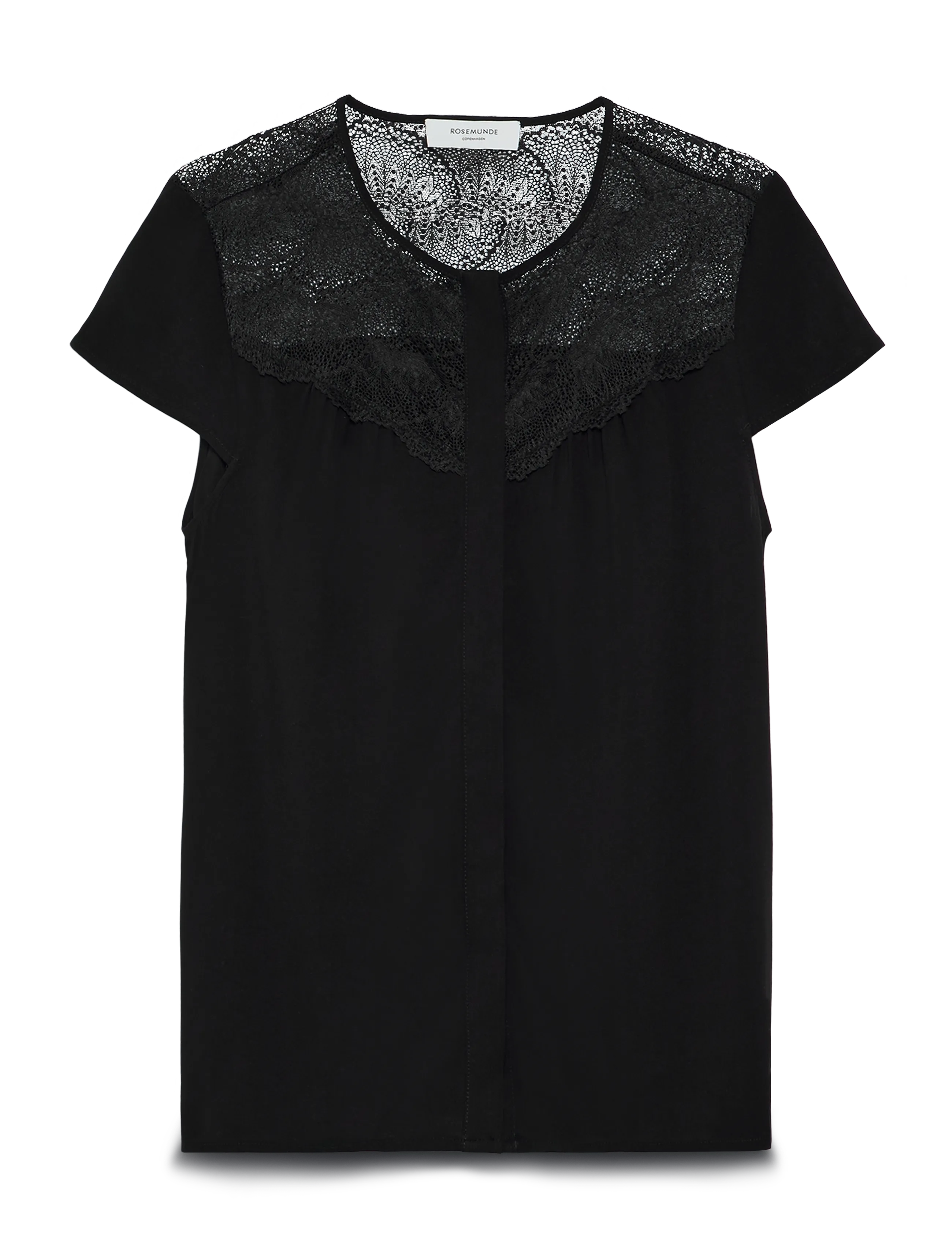 Rosemunde RWElif Capsleeve Regular Lace Blous - Bluser - BLACK / black