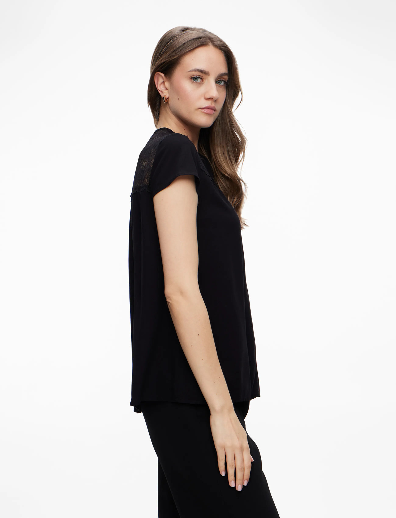 Rosemunde - RWElif Capsleeve Regular Lace Blous - kortärmade blusar - black - 3