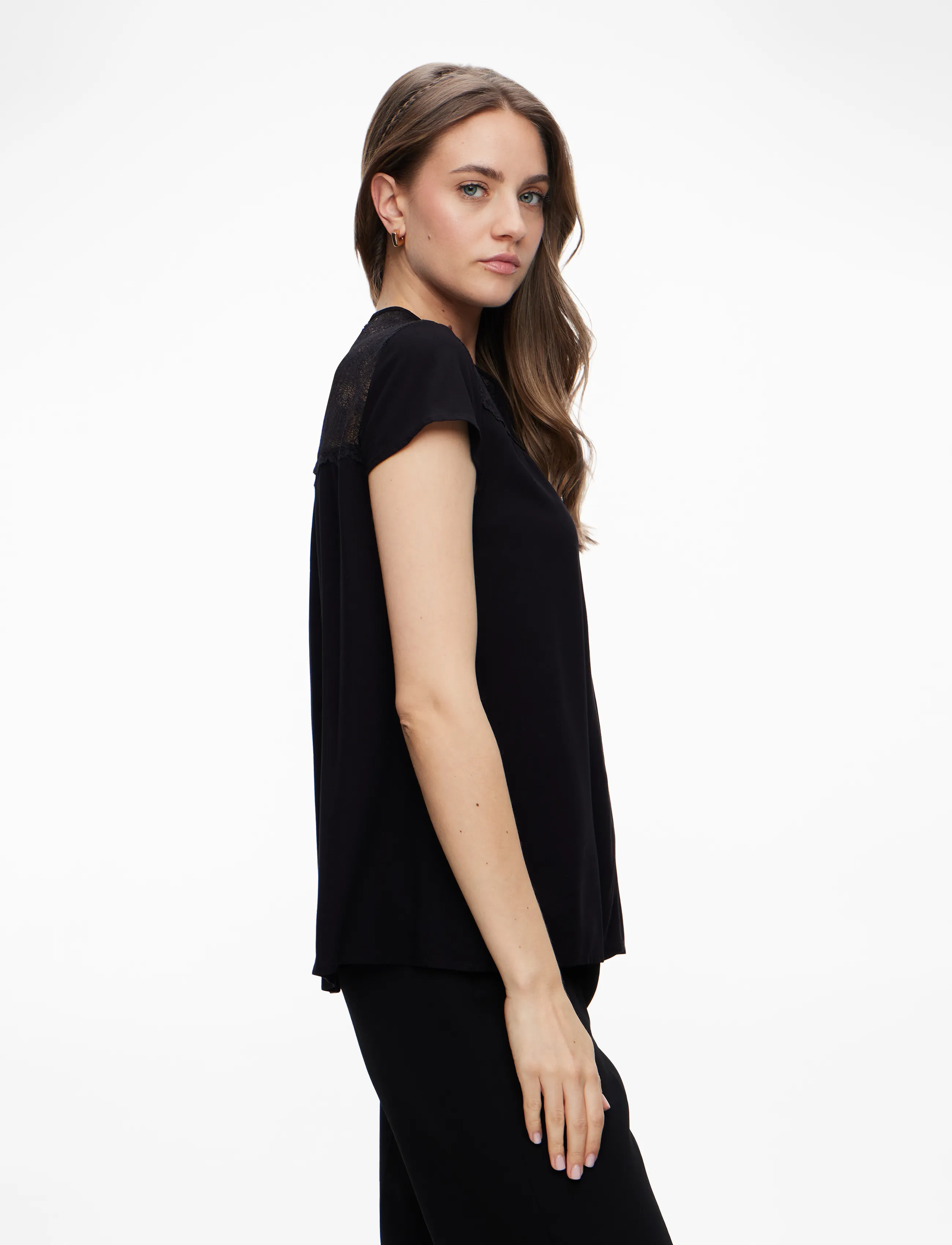 Rosemunde - RWElif Capsleeve Regular Lace Blous - lühikeste varrukatega pluusid - black - 3