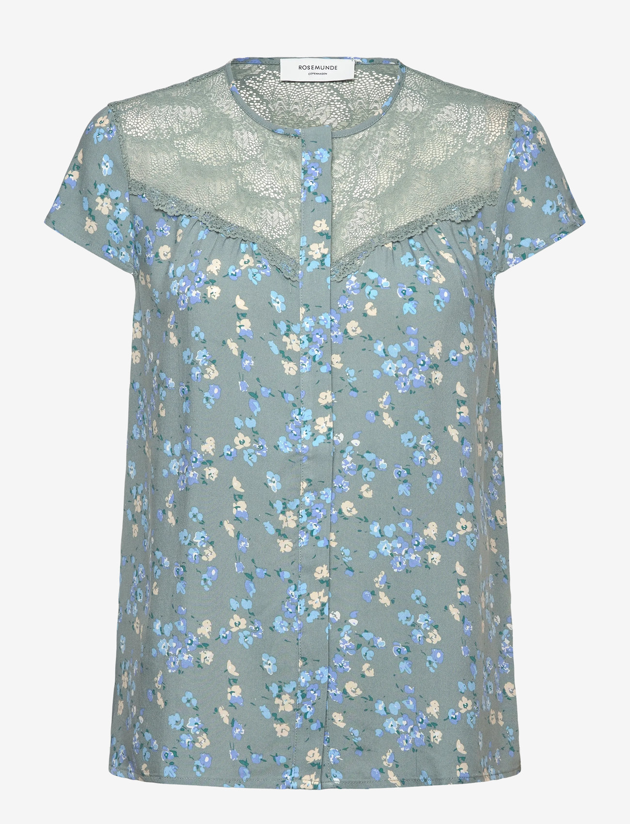 Rosemunde - RWElif Capsleeve Regular Lace Blous - kortærmede bluser - floating flower print - 0
