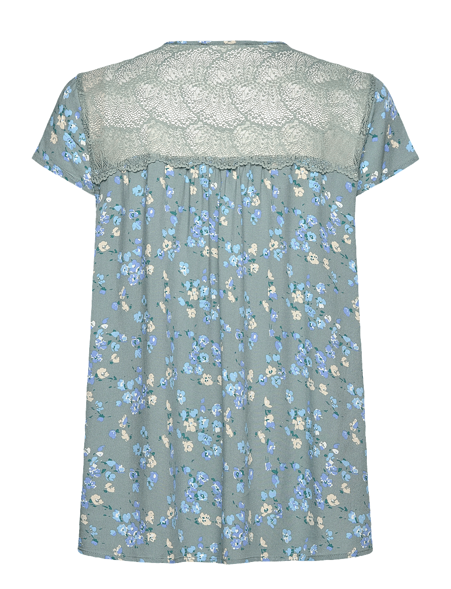 Rosemunde - RWElif Capsleeve Regular Lace Blous - kurzärmelige blusen - floating flower print - 1