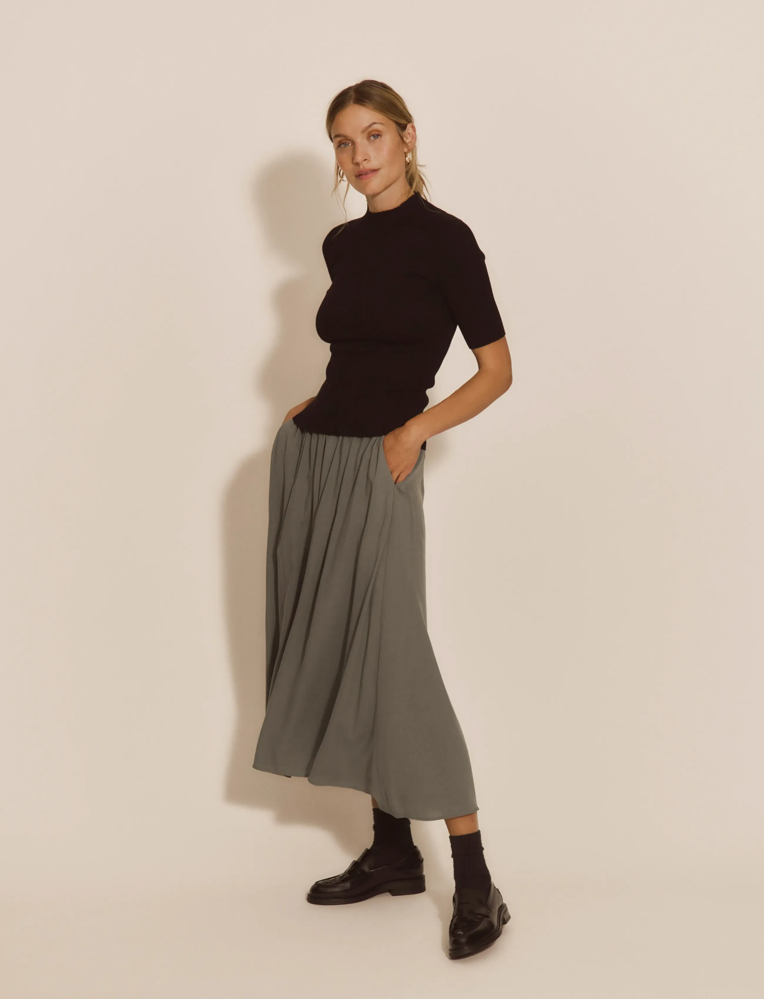 Rosemunde Rwelif Mw Midi Skirt, 42, Green, Nederdele > Knælange Og Midi Nederdele, Dame