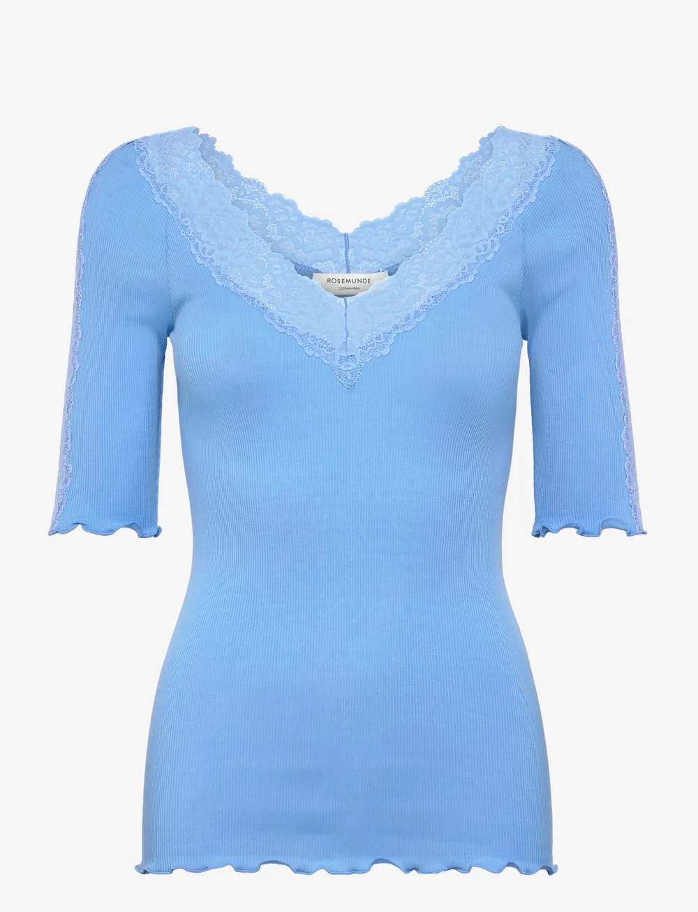 Rosemunde - RWBernadine 2/4 Regular Lace T-shir - short-sleeved blouses - little boy blue - 0