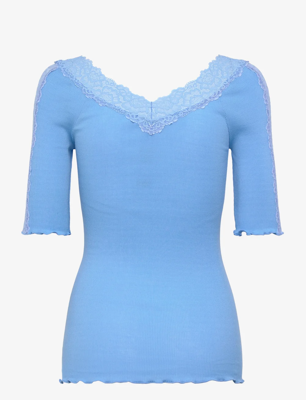 Rosemunde - RWBernadine 2/4 Regular Lace T-shir - short-sleeved blouses - little boy blue - 1