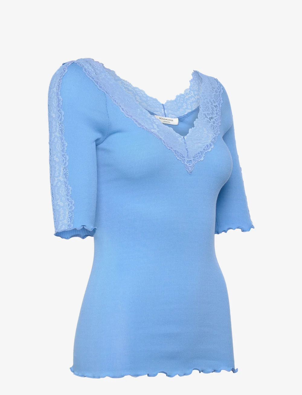 Rosemunde - RWBernadine 2/4 Regular Lace T-shir - short-sleeved blouses - little boy blue - 3