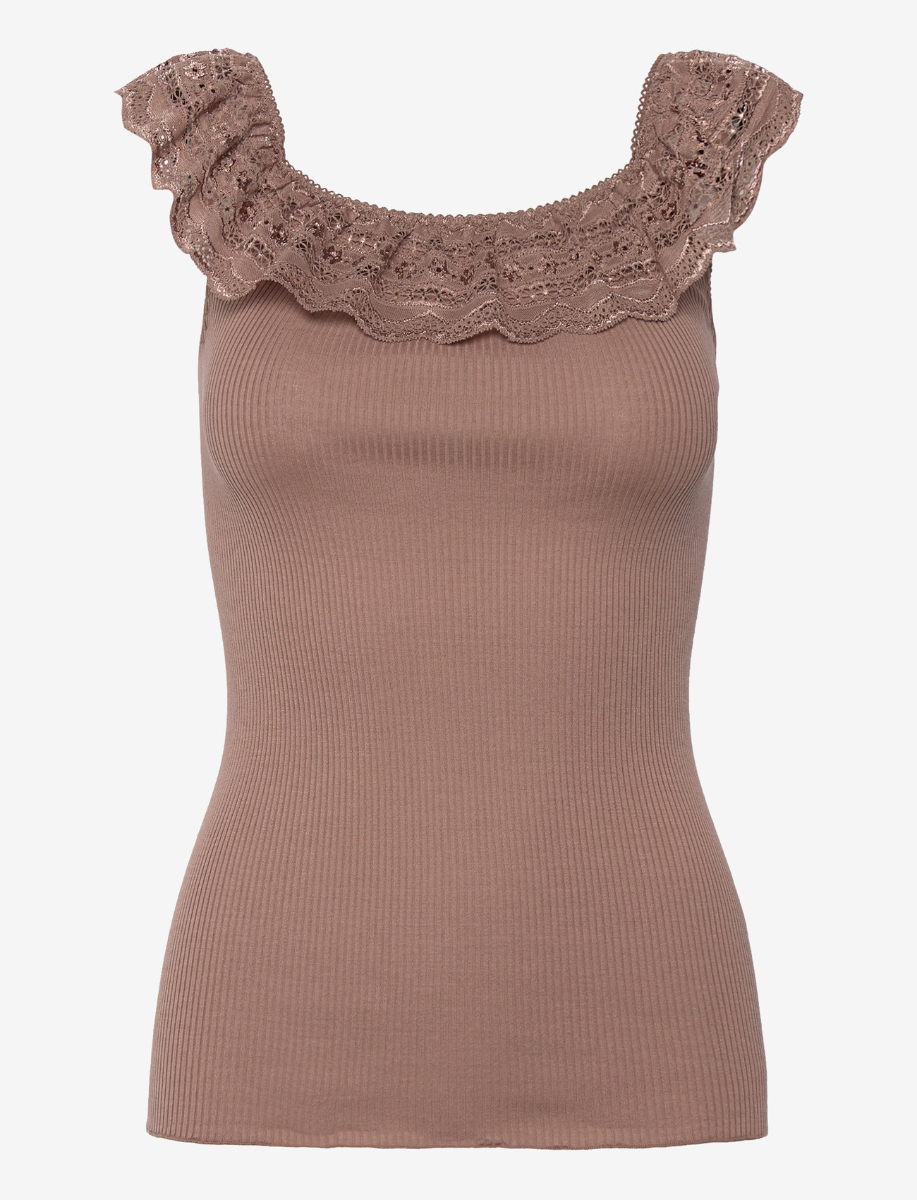 Rosemunde - Silk off shoulder top w/ lace - topid ja varrukateta alussärgid - dark sand - 0