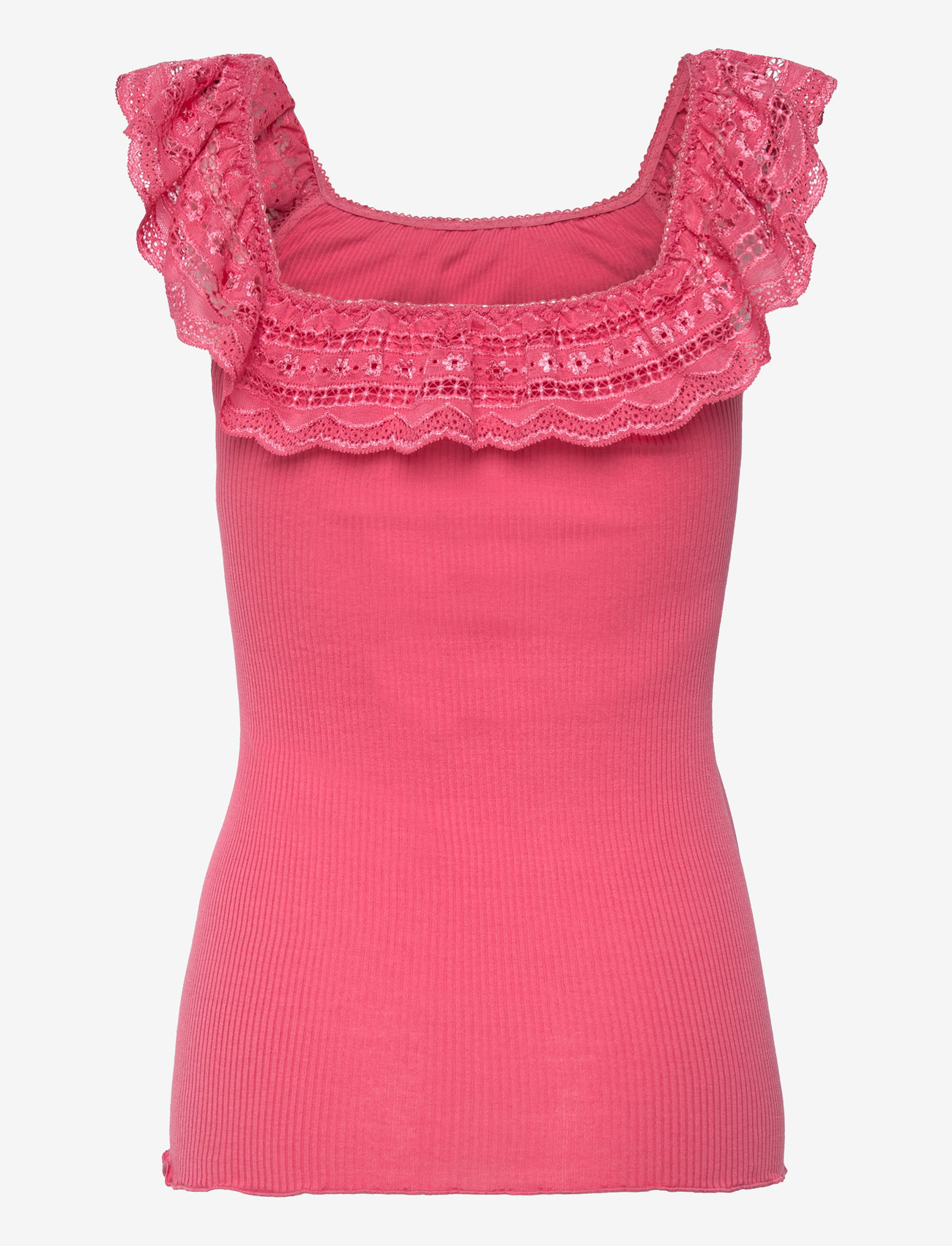 Rosemunde - Silk off shoulder top w/ lace - tanktops - desert rose - 1