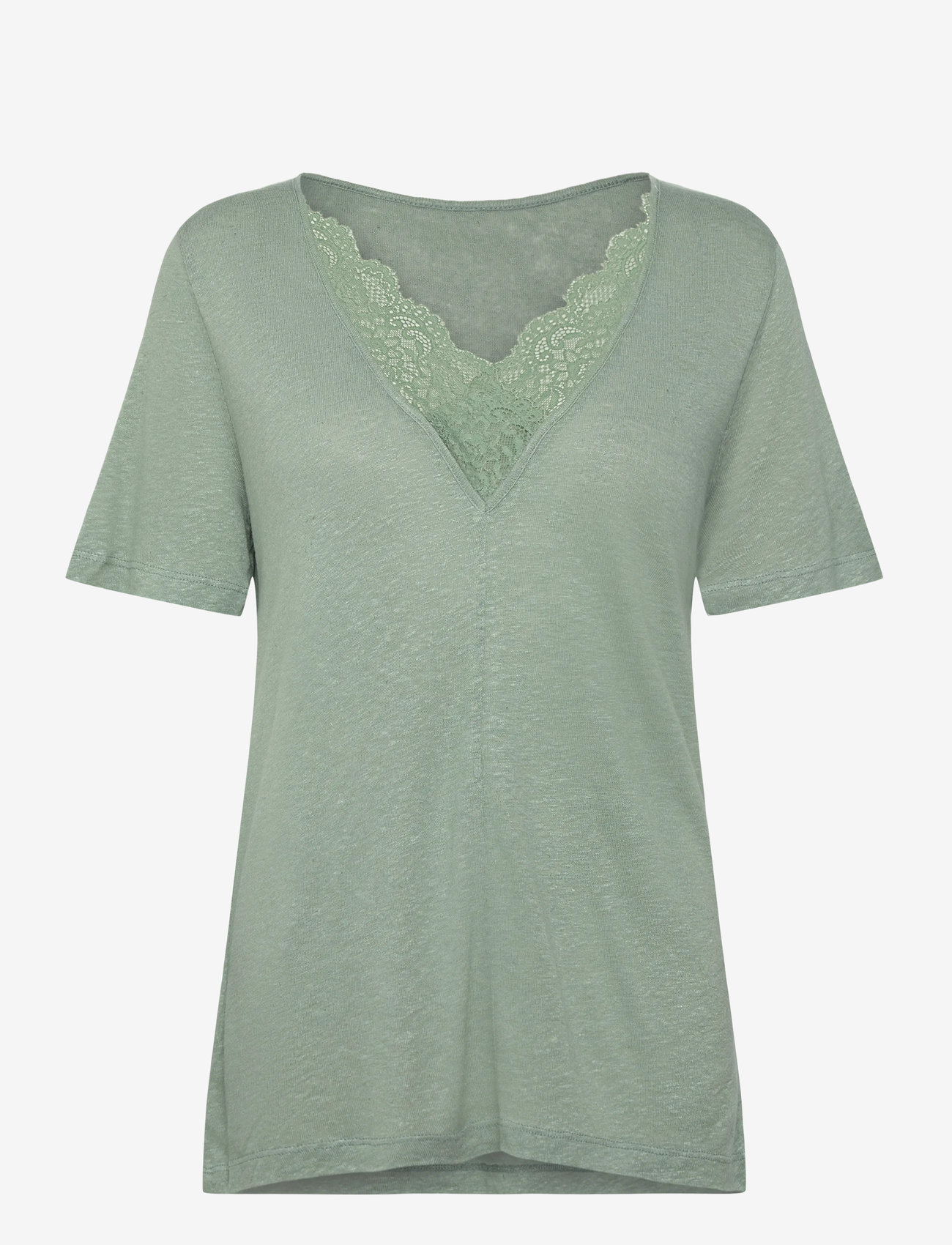 Rosemunde - RWAmina SS Regular Lace T-shirt - t-shirts - chinois green - 0
