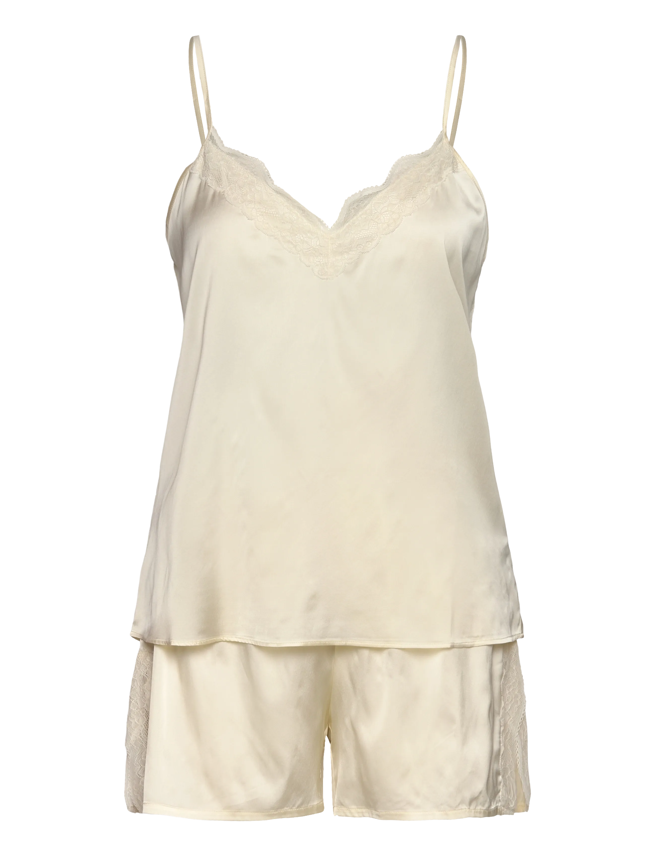 Rosemunde Rhjasmine Silk Blend Woven Nightset, 44, Cream, Nat- Og Opholdstøj > Pyjamas, Dame