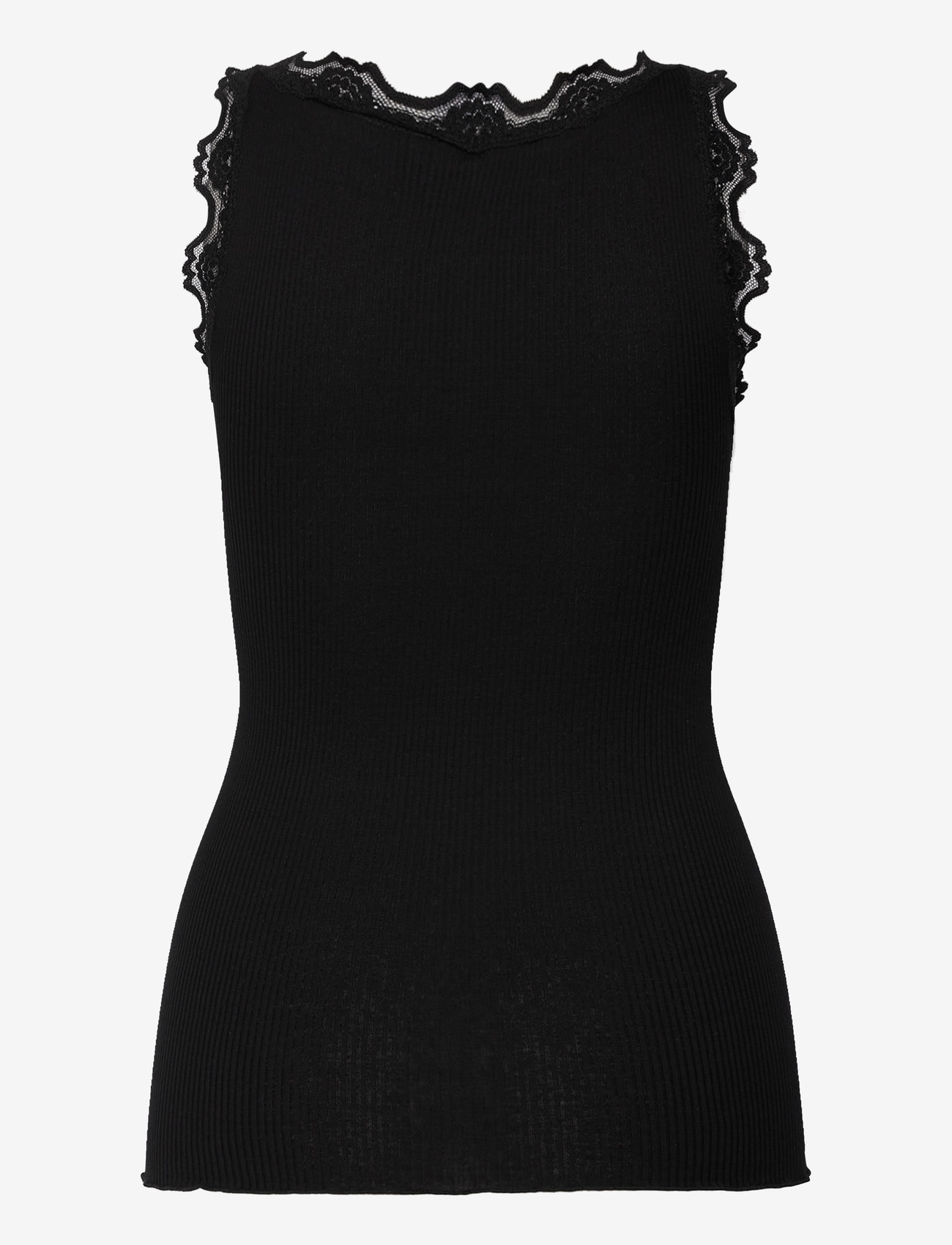 Rosemunde - RWBeatha Silk SL V-neck Lace Top - hauts sans manches - black - 2