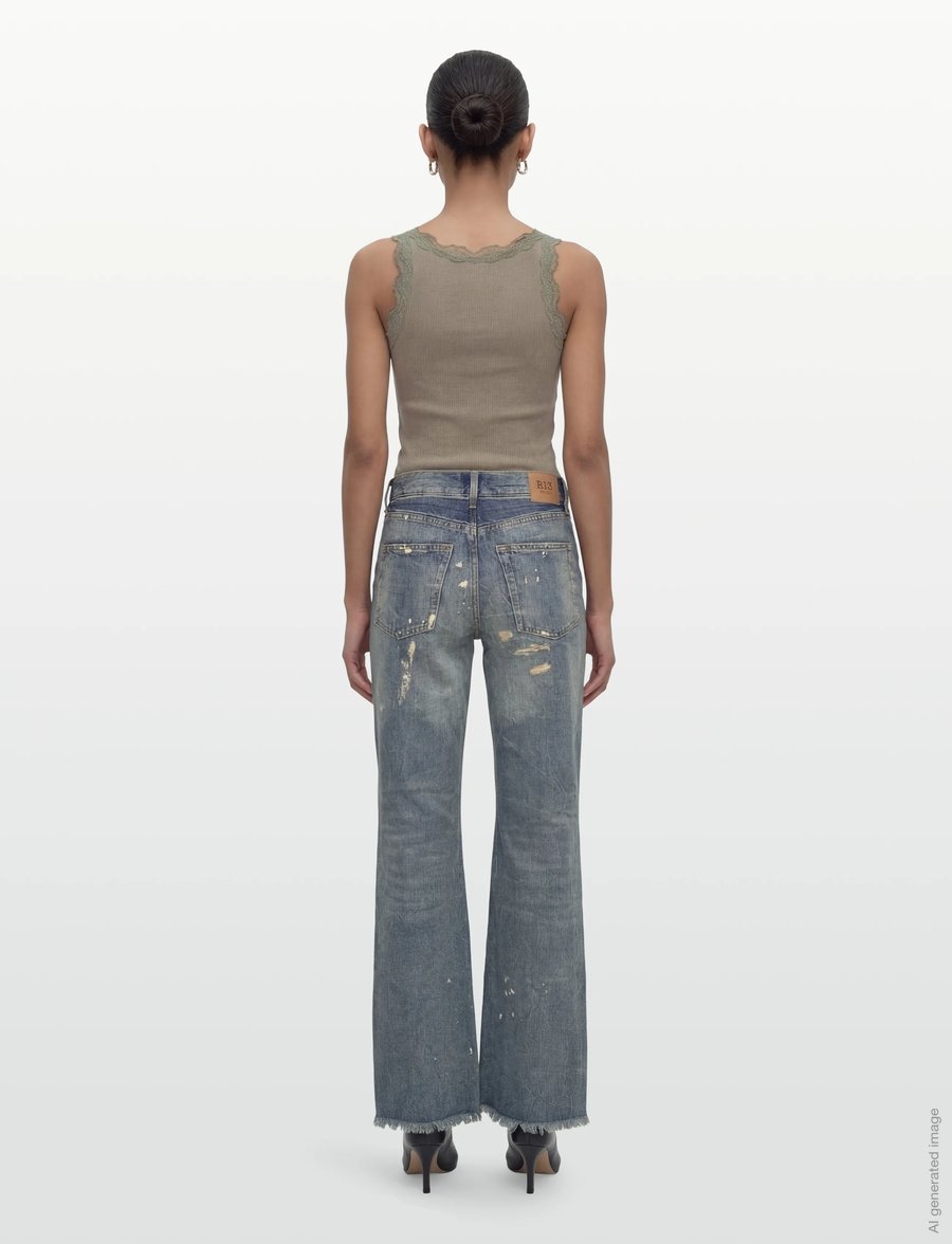 Rosemunde - RWBeatha Silk SL V-neck Lace Top - Ärmellose tops - dried sage - 4