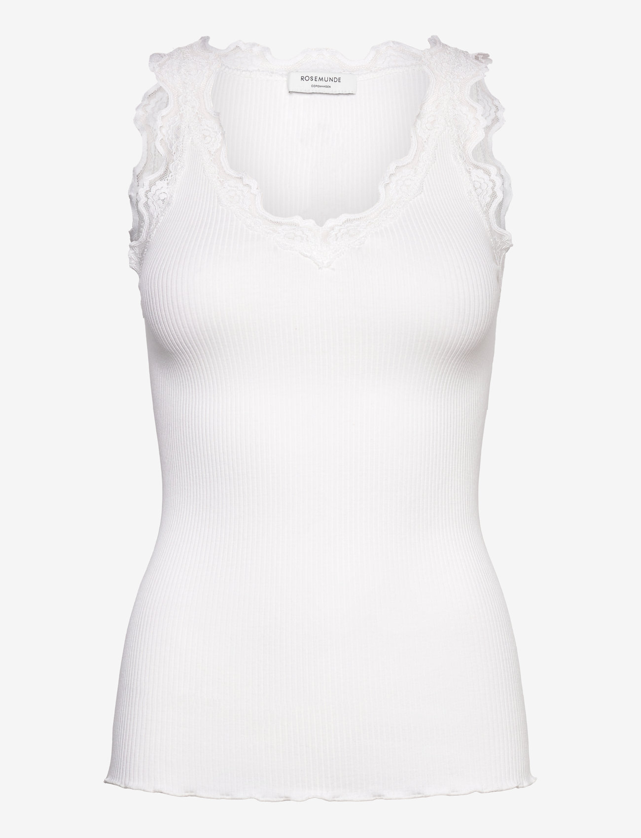 Rosemunde - RWBeatha Silk SL V-neck Lace Top - topi bez piedurknēm - new white - 1