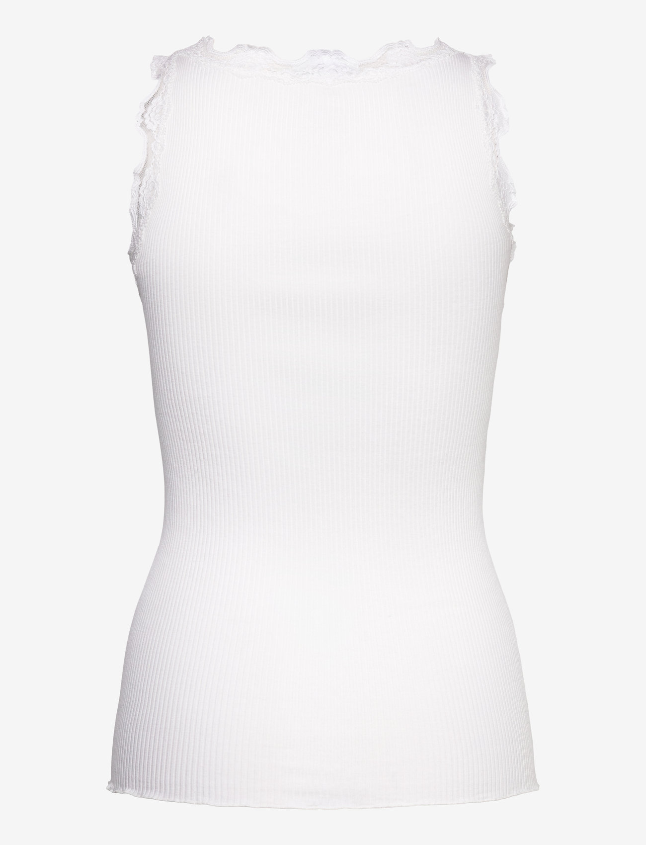 Rosemunde - RWBeatha Silk SL V-neck Lace Top - topi bez piedurknēm - new white - 2