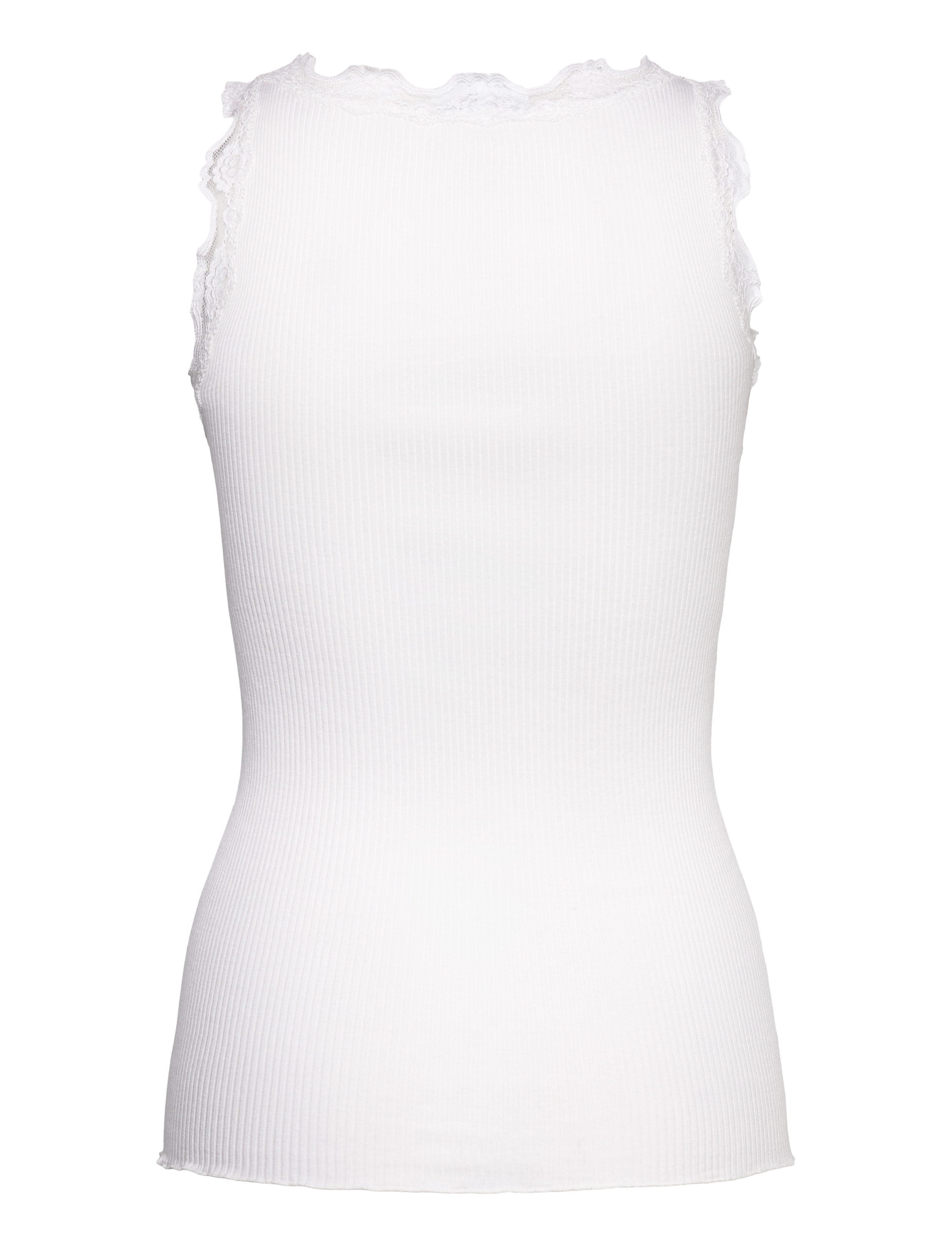 Rosemunde - RWBeatha Silk SL V-neck Lace Top - topi bez piedurknēm - new white - 2