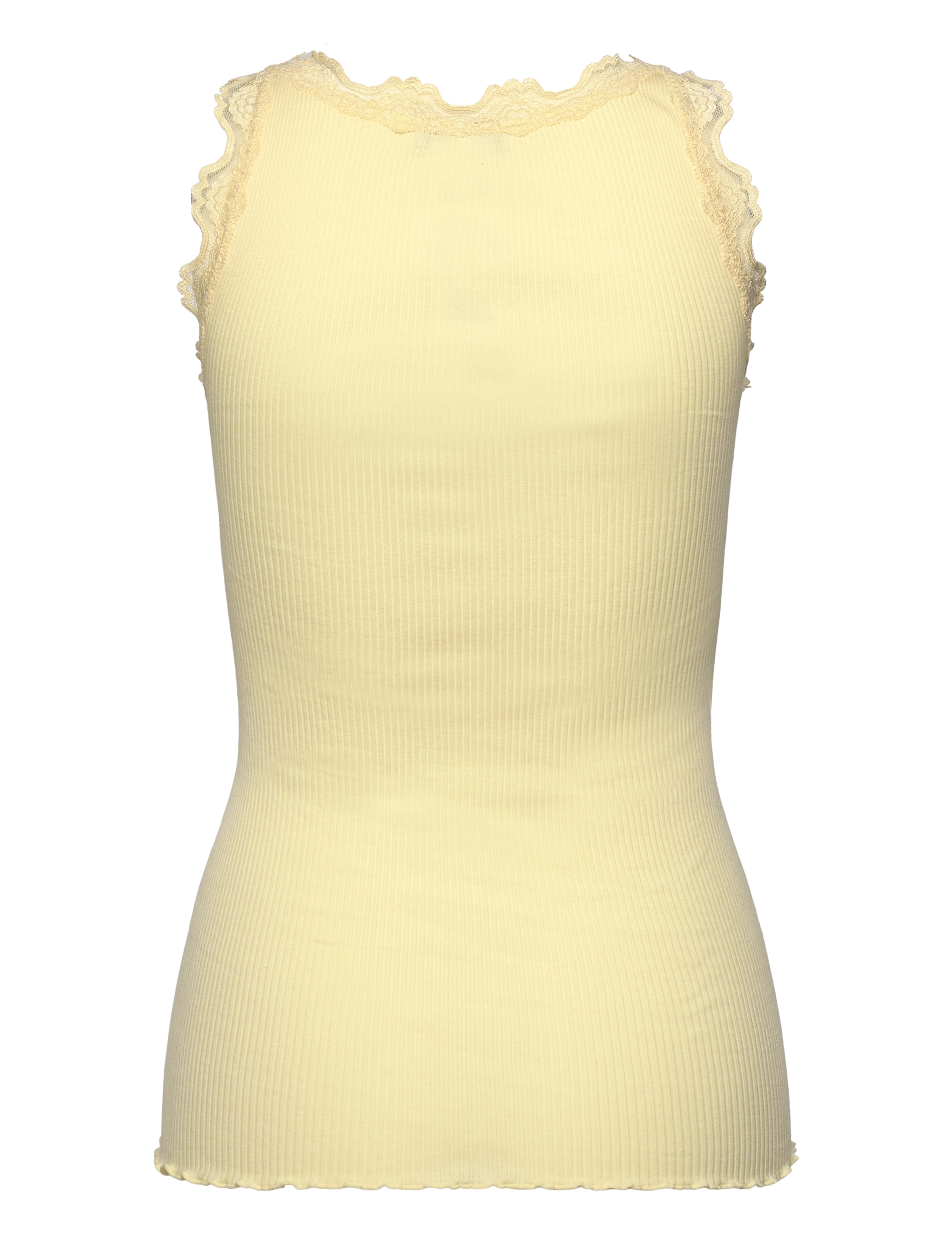 Rosemunde - RWBeatha Silk SL V-neck Lace Top - die niedrigsten preise - pastel yellow - 1