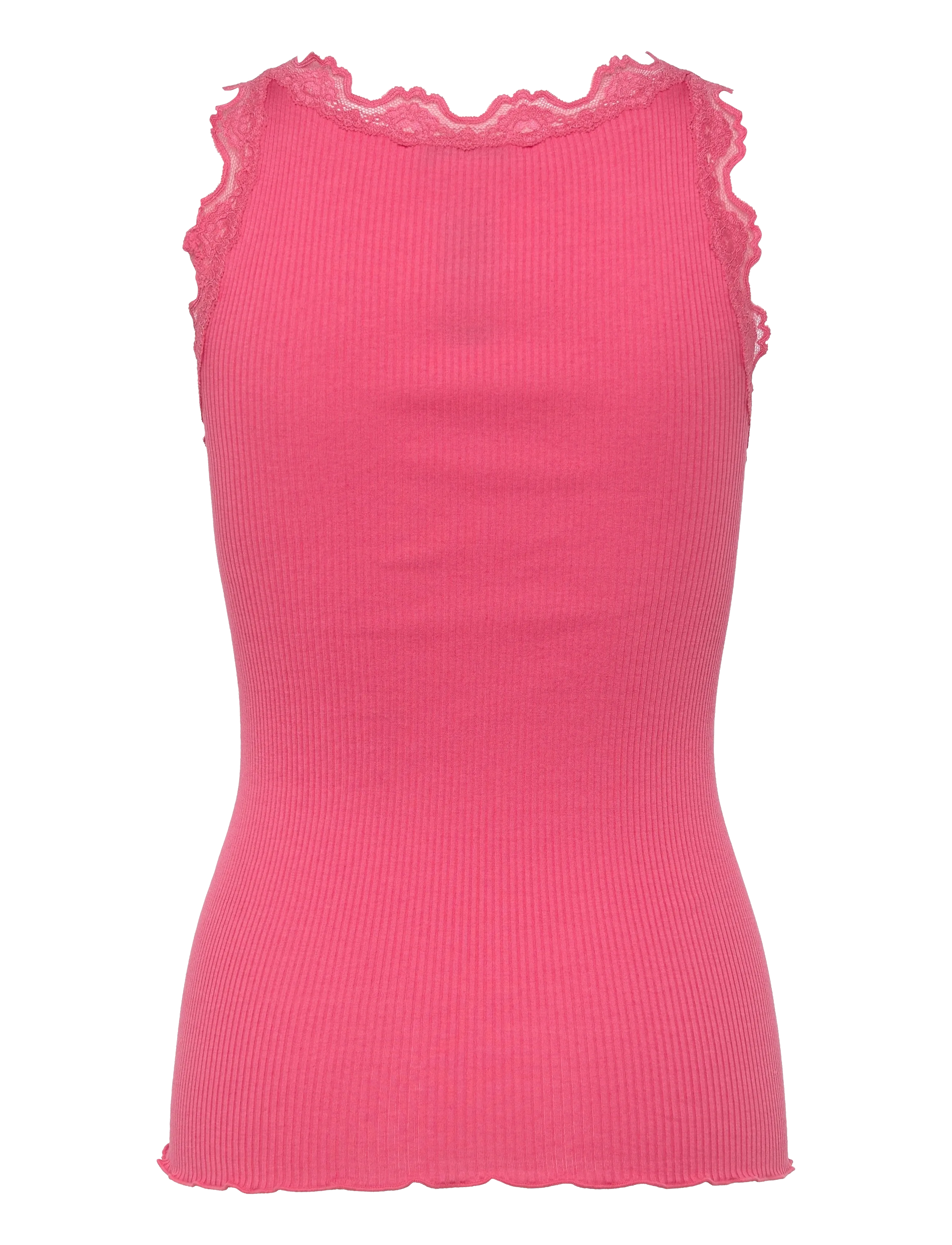 Rosemunde - RWBeatha Silk SL V-neck Lace Top - tanktops - rapture rose - 2