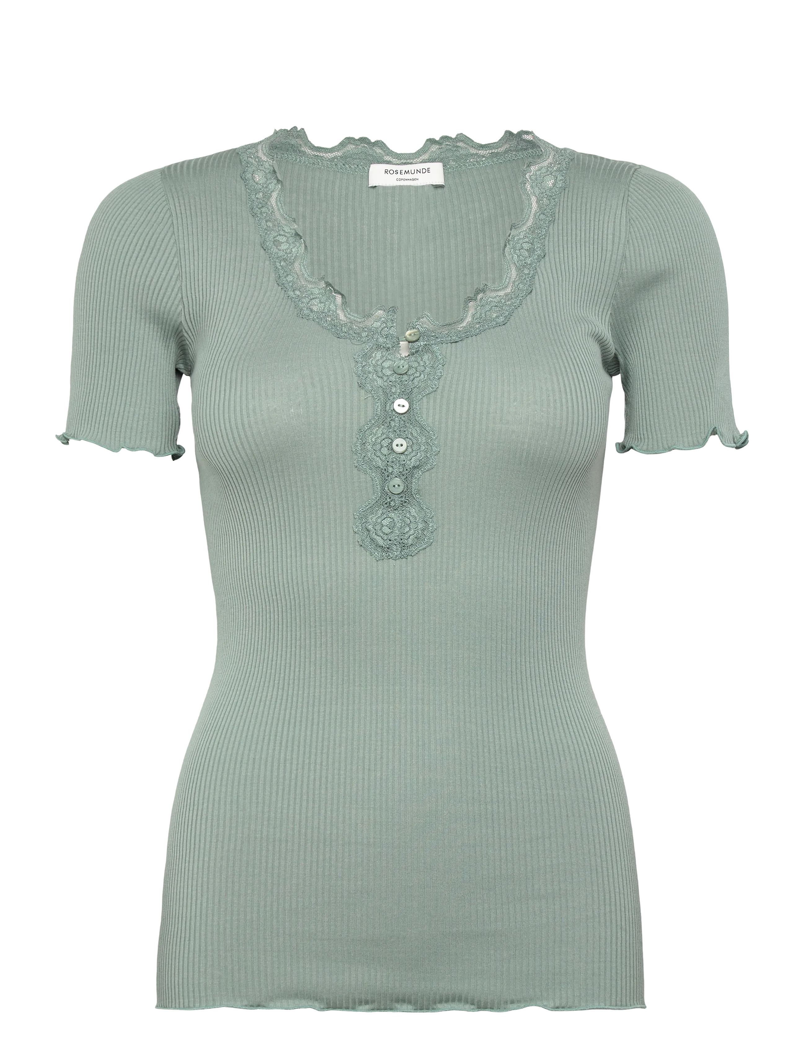 Rosemunde - RWBeatha SS Regular W button T-shir - chinois green - 1