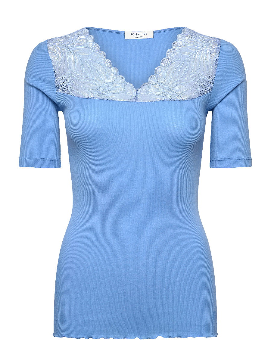 Rosemunde - RWBernadine 2/4 Regular V-neck T-sh - t-shirts - little boy blue - 0