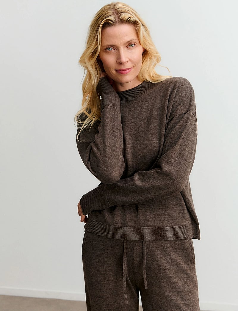 Rosemunde - RWValencia Merino Wool LS Pullover - smoke oak melange - 0