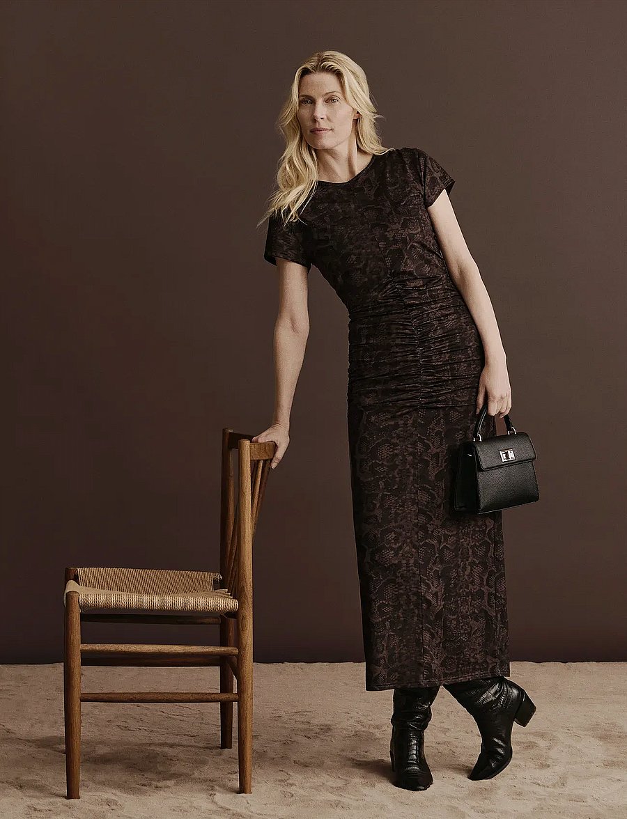 Rosemunde - RWBillie Capsleeve Long Dress - maxikleider - brown snake print - 0