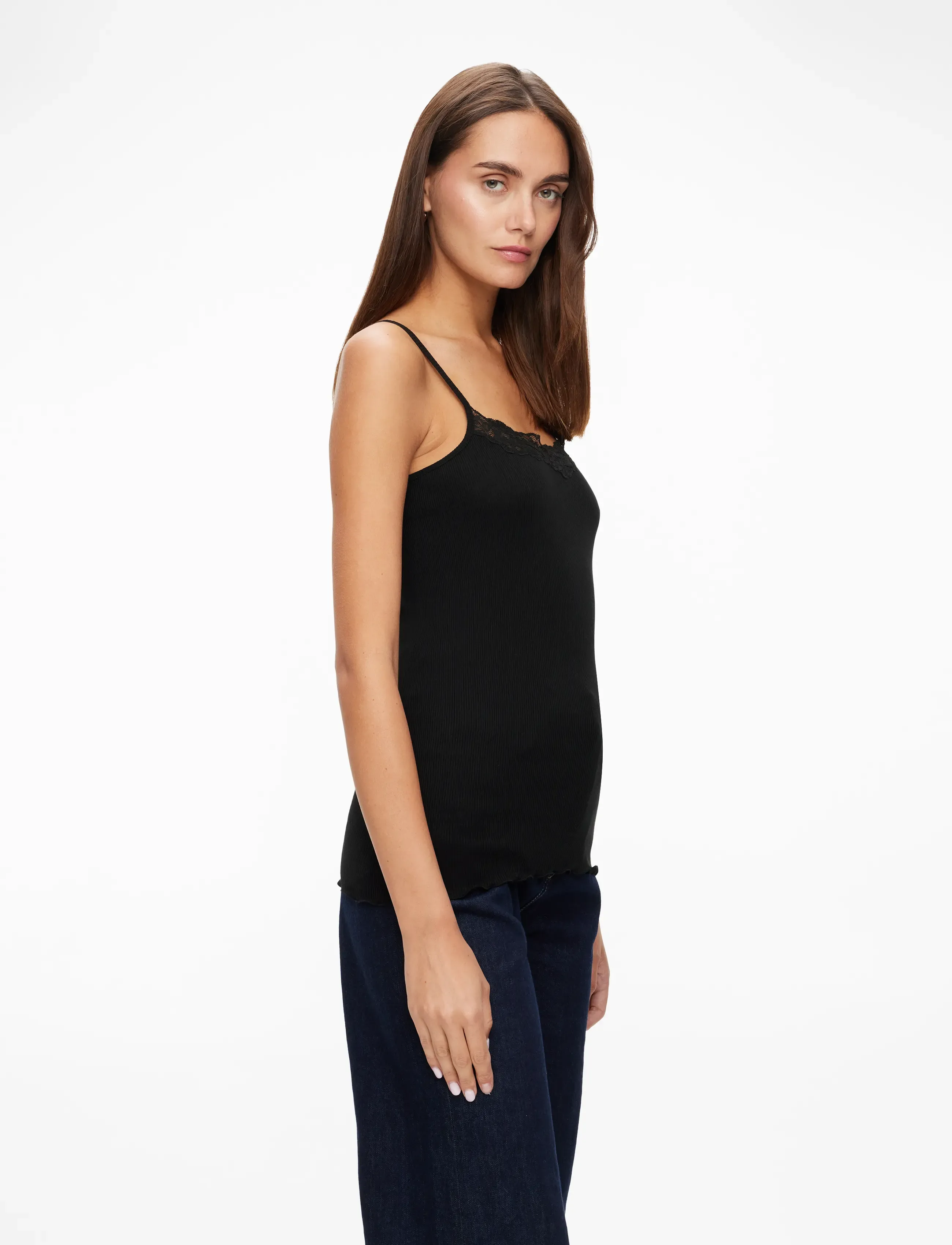 Rosemunde - RWBernadine Organic SL Strap Lace T - tanktops - black - 3