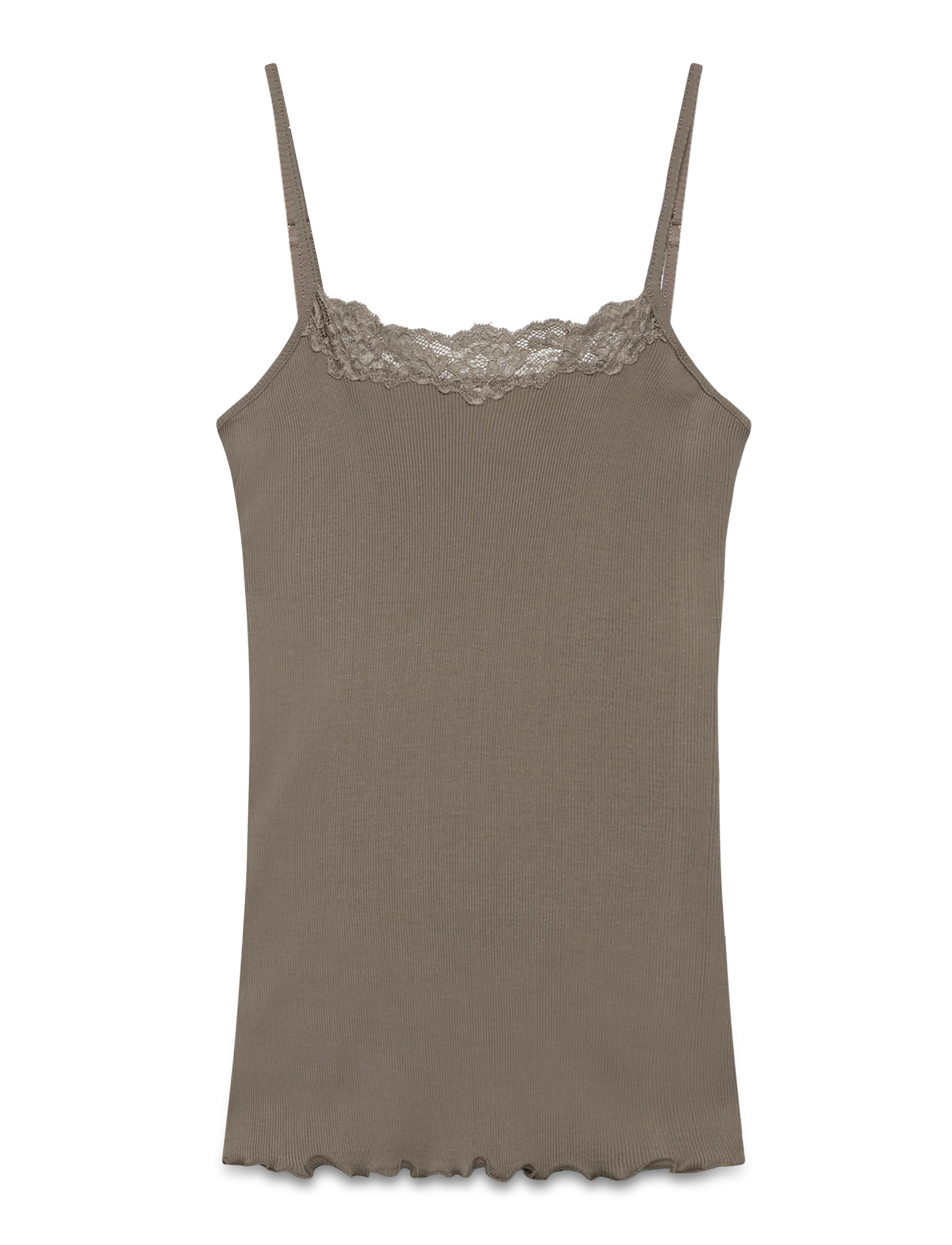 Rosemunde RWBernadine Organic SL Strap Lace T - T-shirts & Tops - FALCON / beige