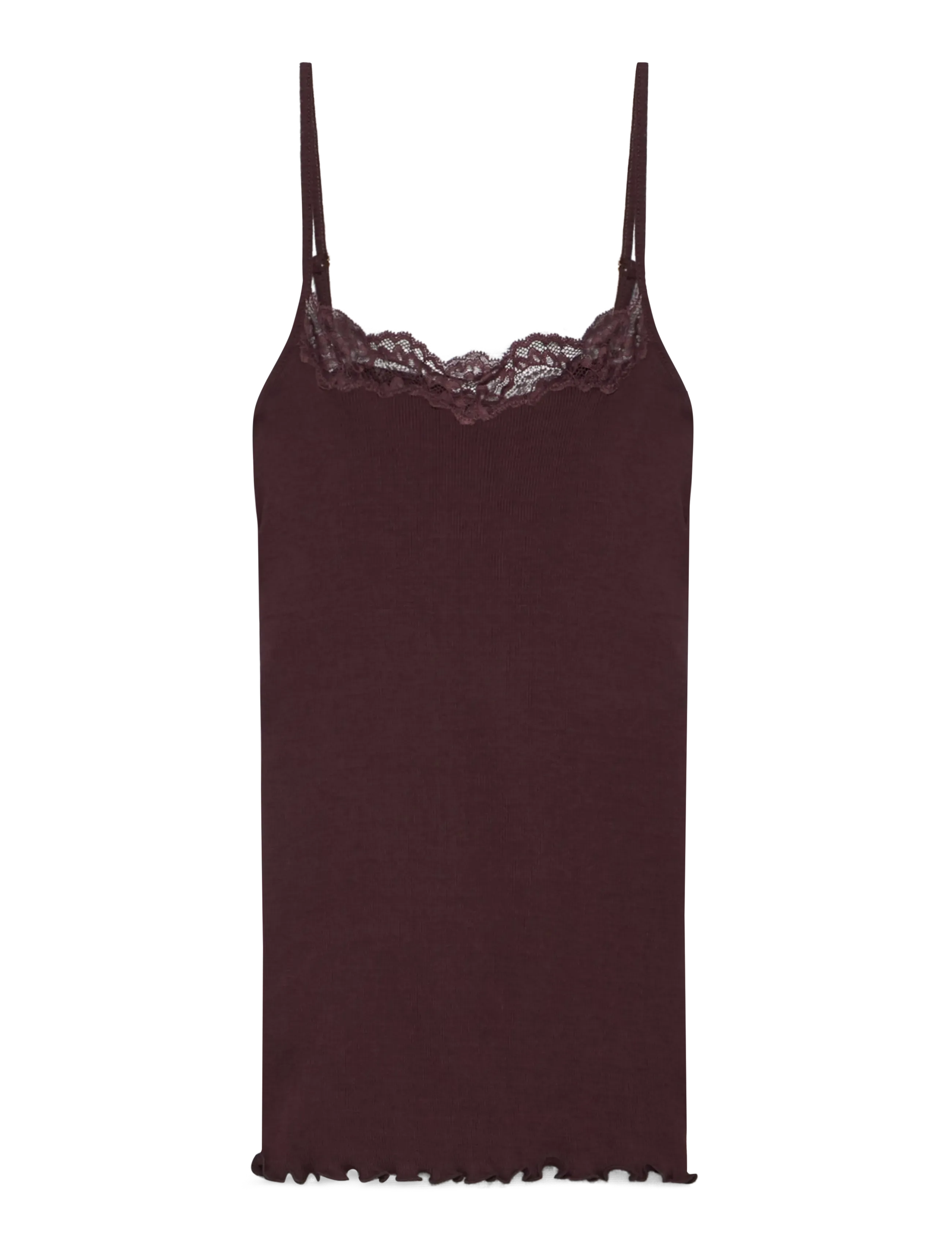 Rosemunde RWBernadine Organic SL Strap Lace T - T-shirts & Tops - FUDGE / brown