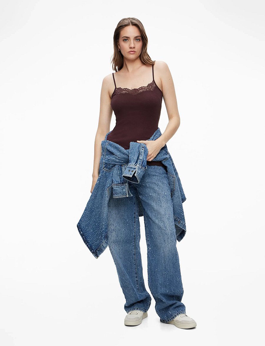 Rosemunde - RWBernadine Organic SL Strap Lace T - Ärmellose tops - fudge - 2