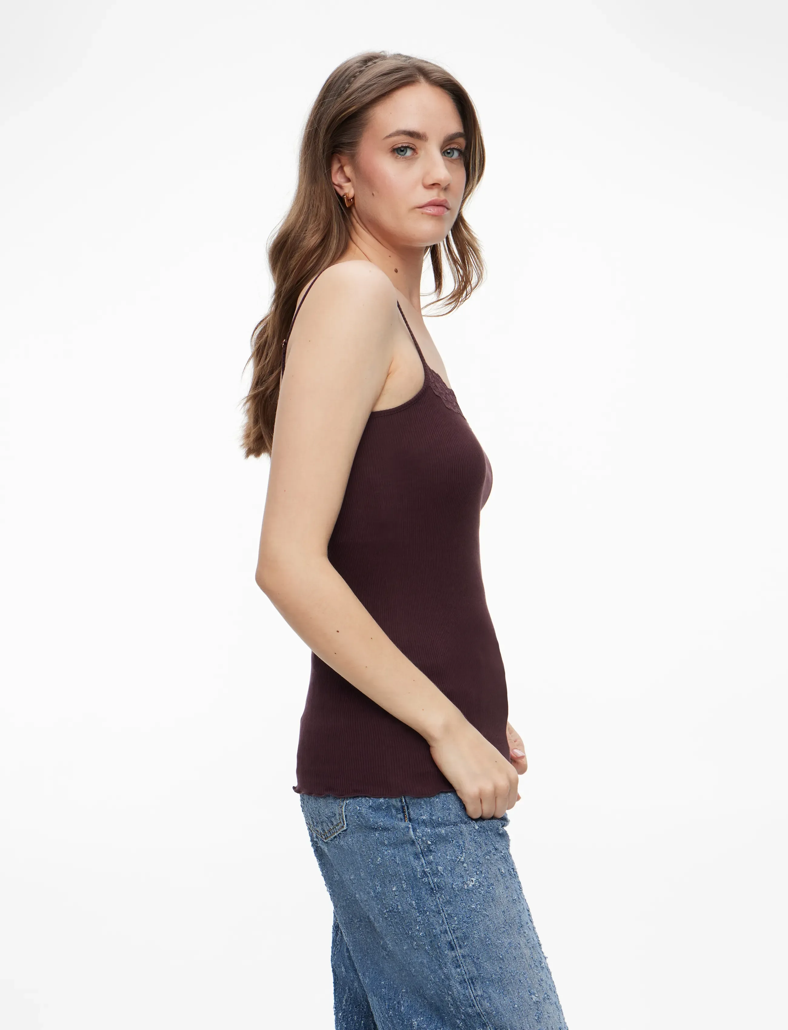 Rosemunde - RWBernadine Organic SL Strap Lace T - Ärmellose tops - fudge - 3