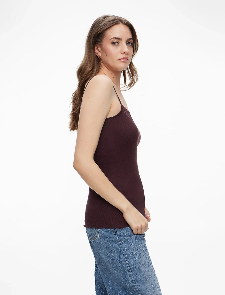 Rosemunde - RWBernadine Organic SL Strap Lace T - Ärmellose tops - fudge - 3