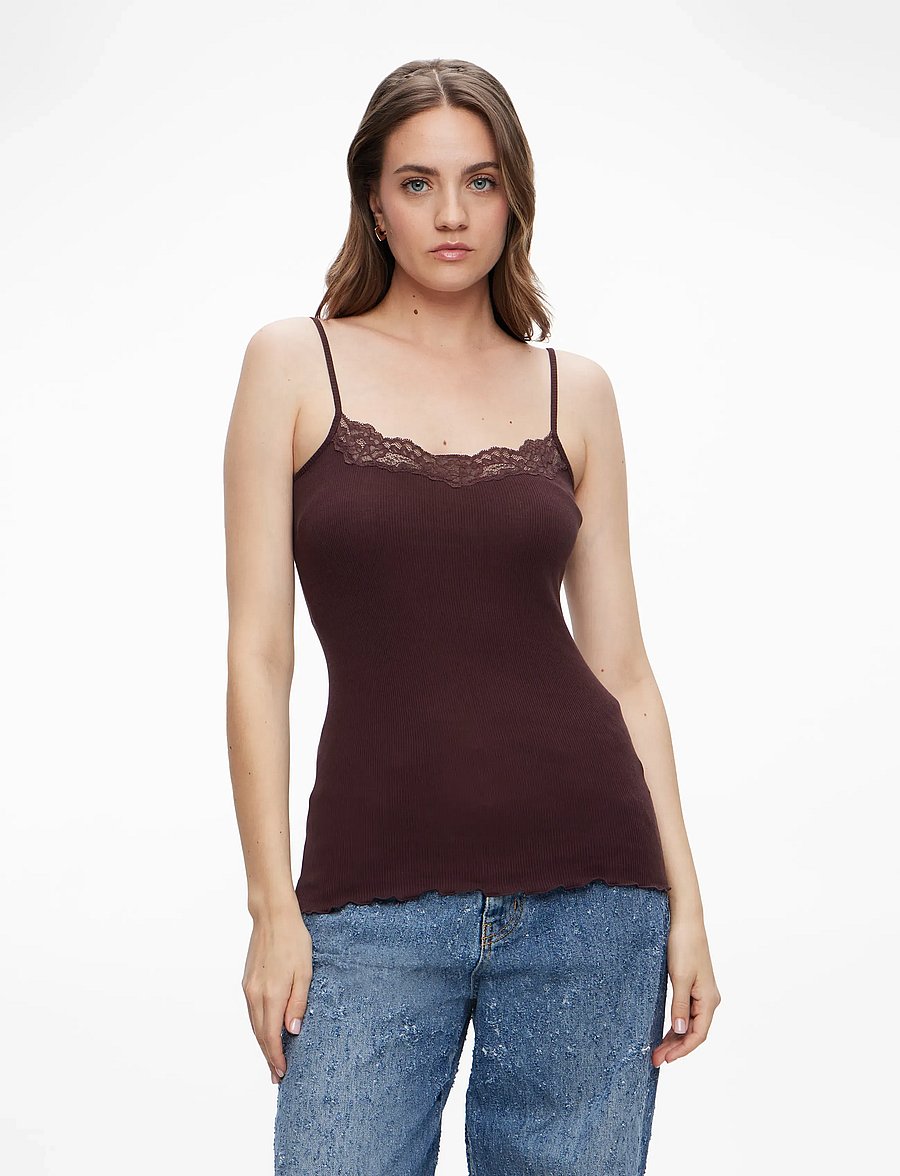 Rosemunde - RWBernadine Organic SL Strap Lace T - Ärmellose tops - fudge - 0
