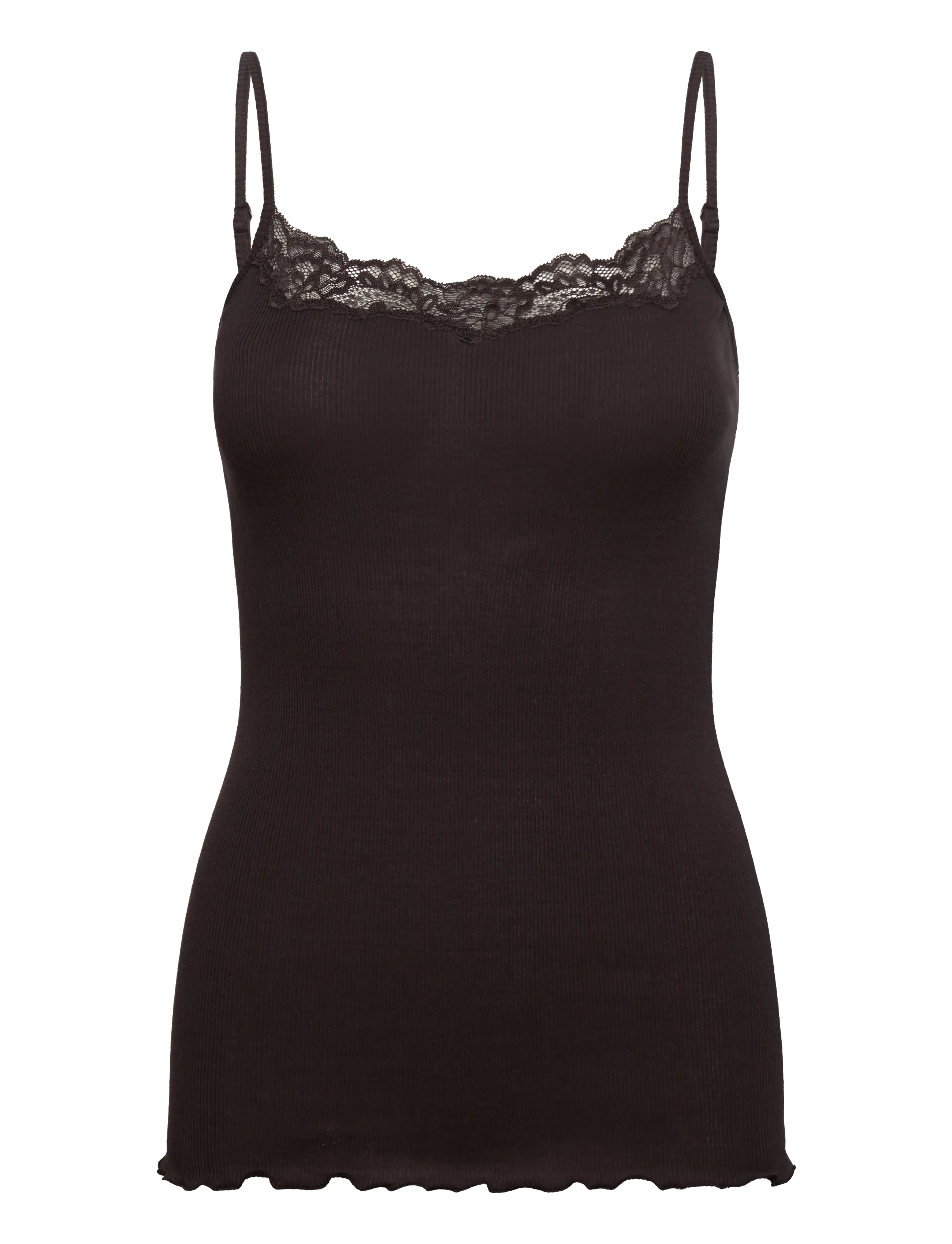 Rosemunde Rwbernadine Organic Sl Strap Lace T, L, Brown, T-Shirts & Toppe > Uden Ærmer, Dame