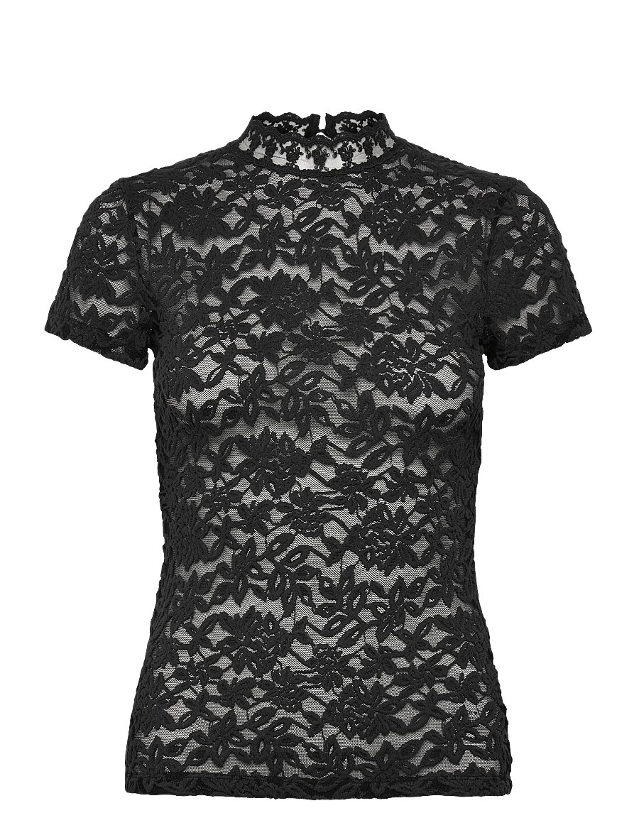 Rosemunde - RWDelicia Capsleeve Regular T-neck - t-shirts - black - 1