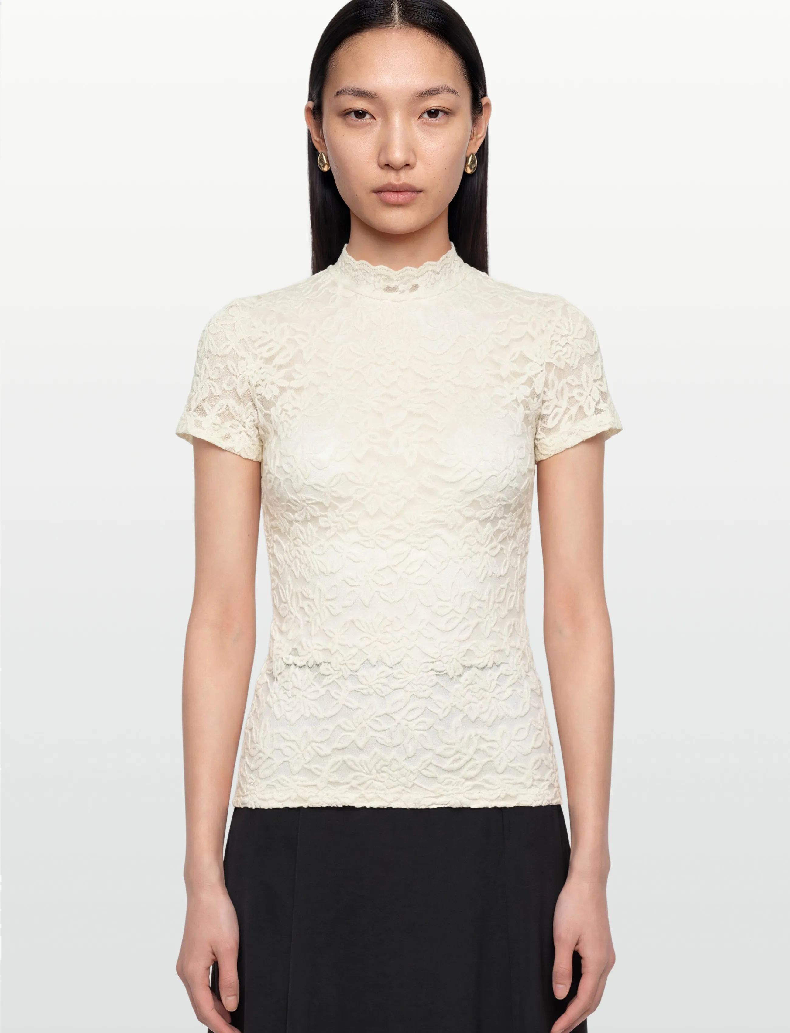 Rosemunde - RWDelicia Capsleeve Regular T-neck - t-shirts - ivory - 3