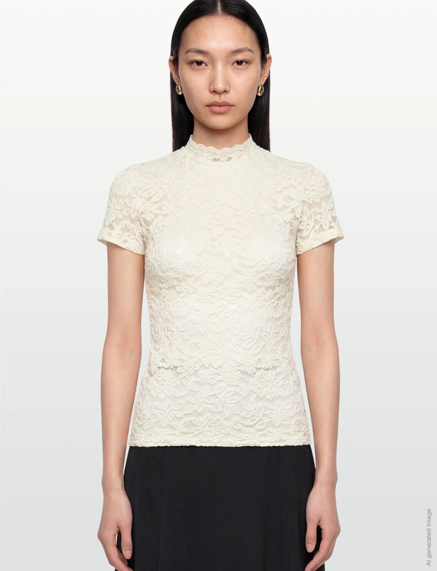 Rosemunde - RWDelicia Capsleeve Regular T-neck - t-shirts - ivory - 3