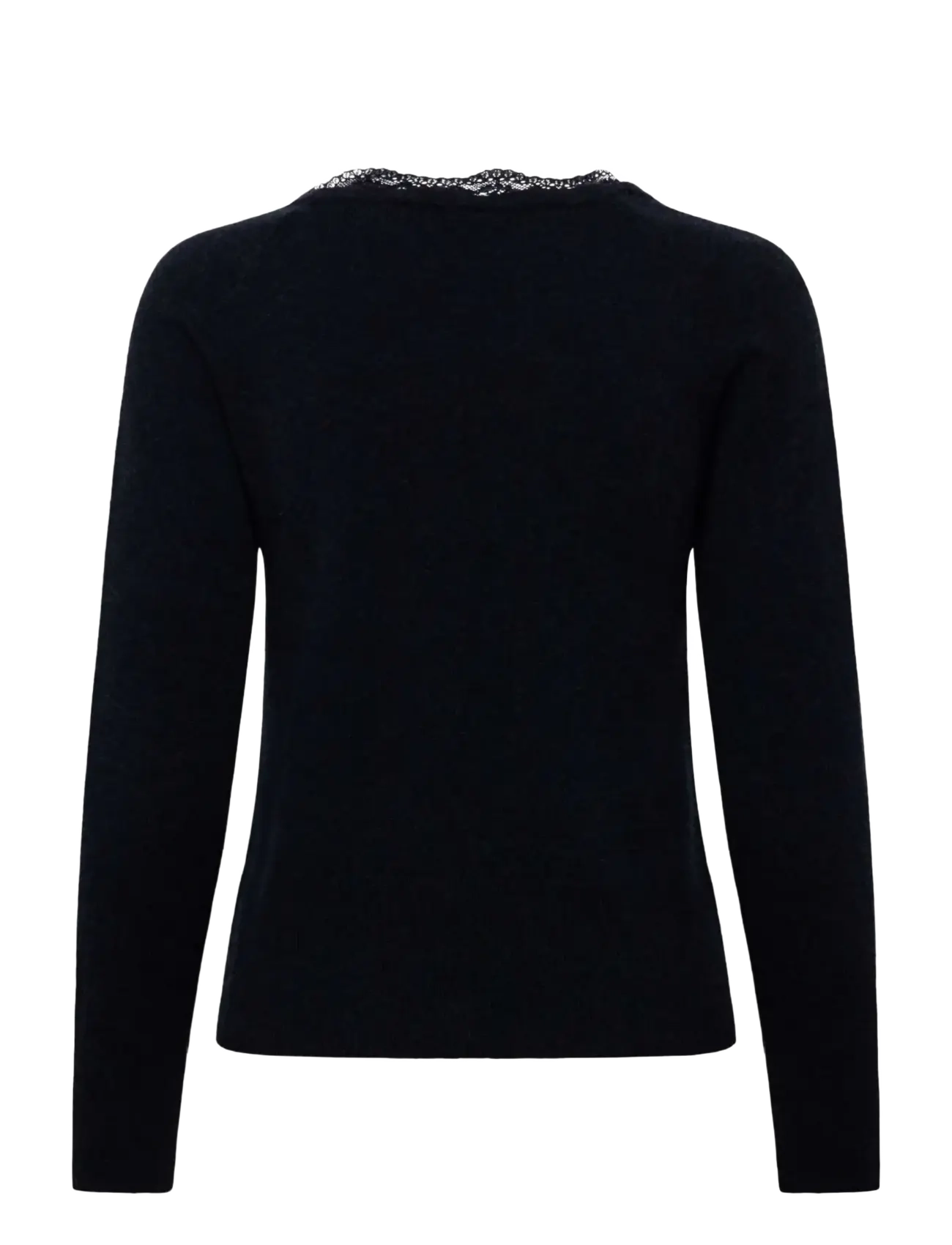 Rosemunde - RWLaica Cashmere LS V-neck Lace Cardigan - dark navy melange - 1