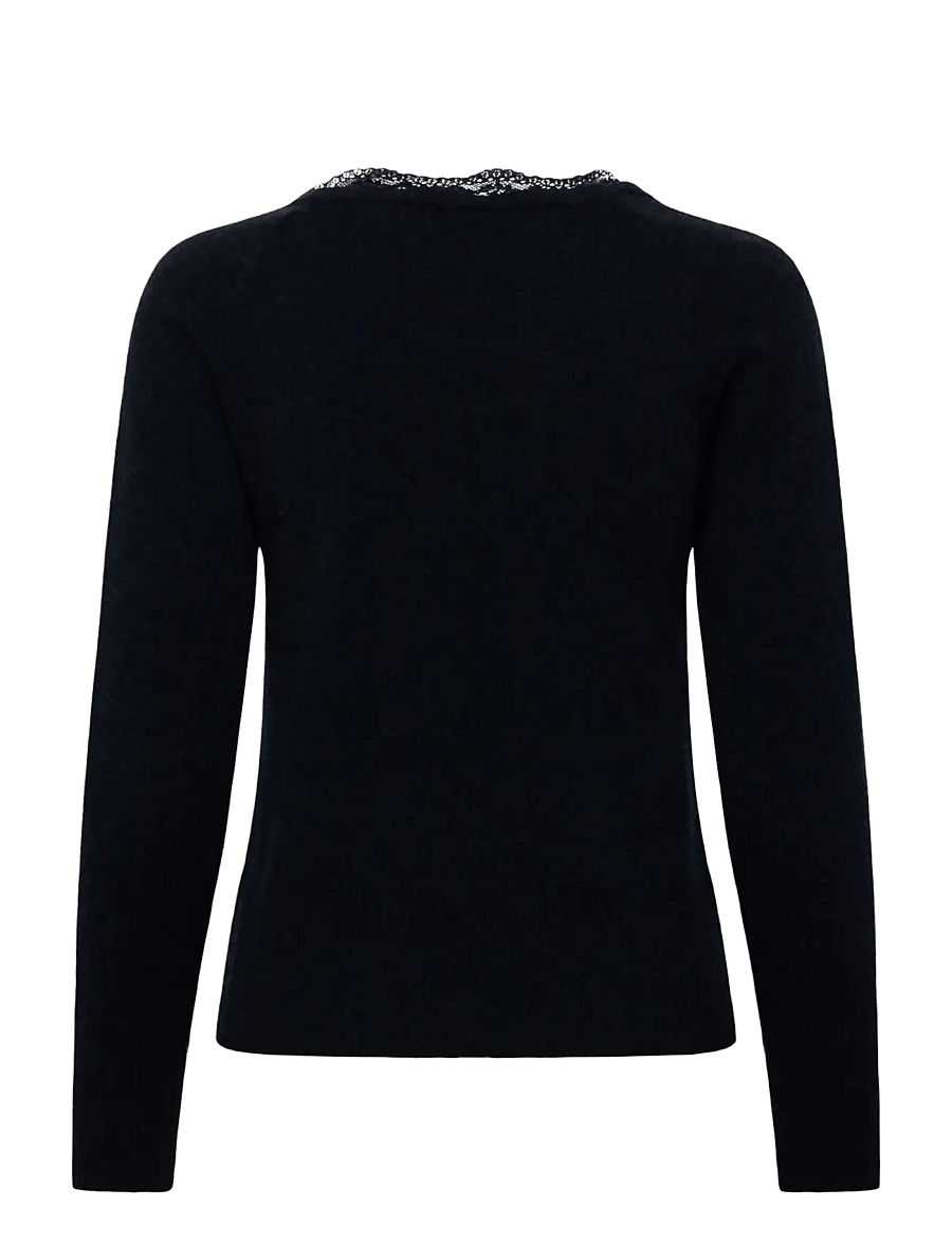 Rosemunde - RWLaica Cashmere LS V-neck Lace Cardigan - kashmir - dark navy melange - 1