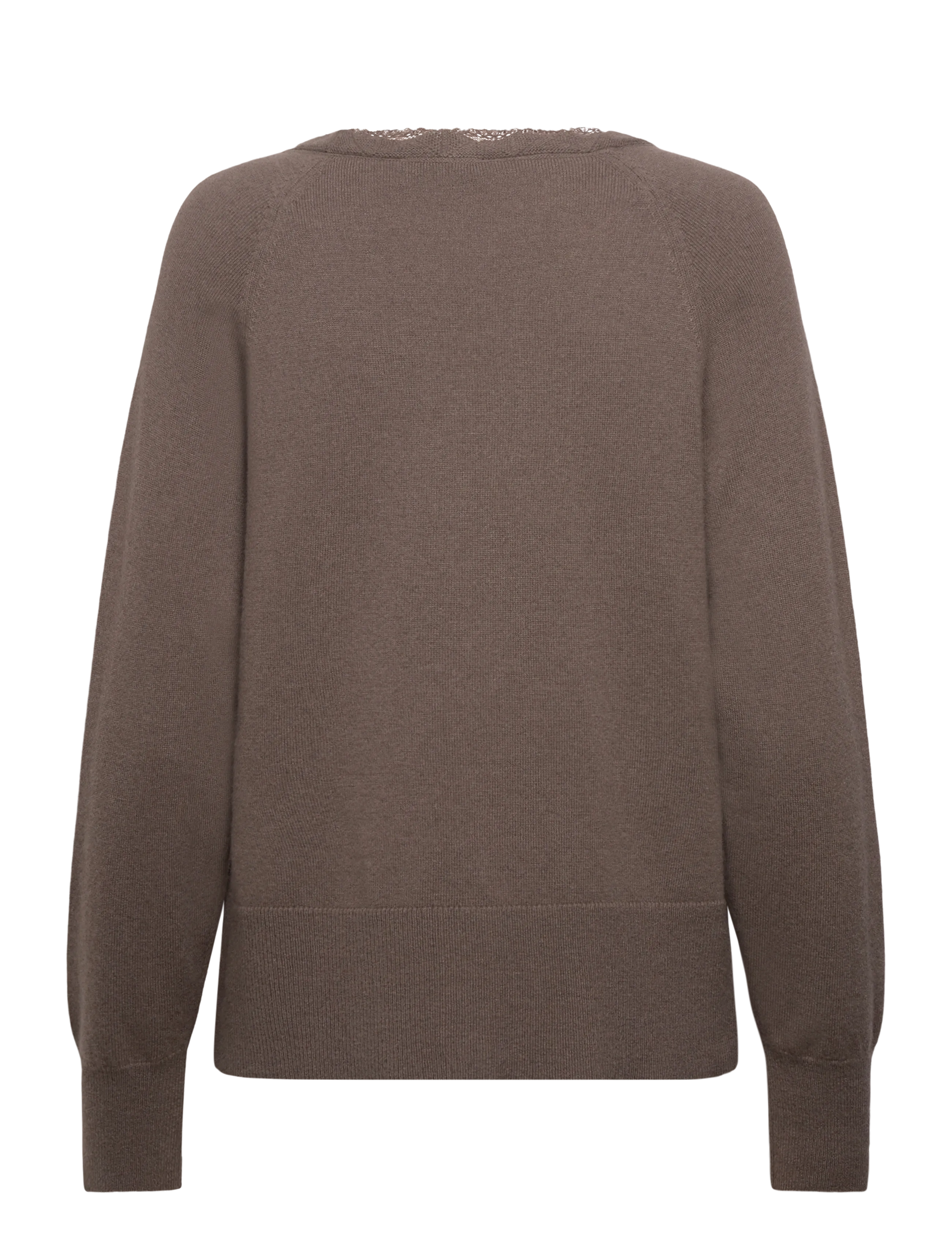 Rosemunde - RWLaica Cashmere LS V-neck Lace Car - cachemire - falcon - 1