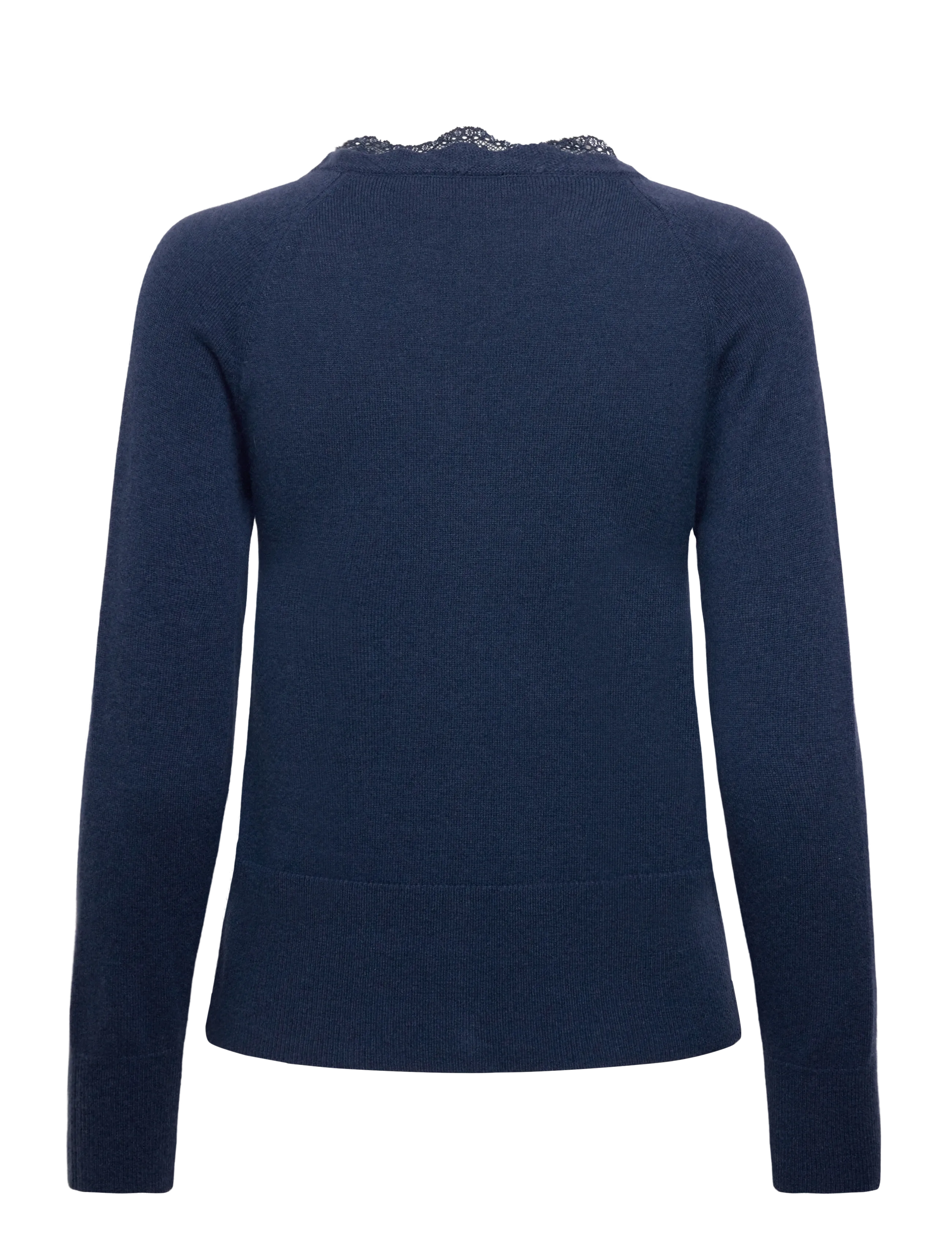 Rosemunde - RWLaica Cashmere LS V-neck Lace Car - cashmere - insignia blue - 1