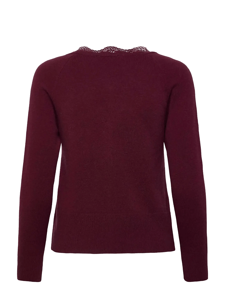 Rosemunde - RWLaica Cashmere LS V-neck Lace Cardigan - kaschmir - windsor wine - 1