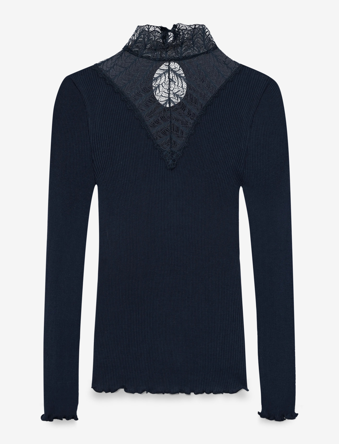 Rosemunde - RWBeatha Silk LS  Lace T-shirt - langärmlige tops - navy - 1