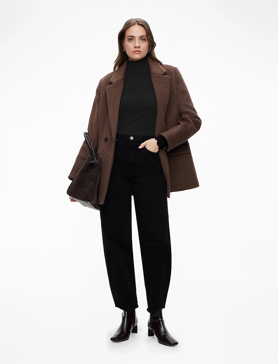 Rosemunde - RWBeatha Silk LS Rollneck T-shirt - långärmade toppar - black - 1
